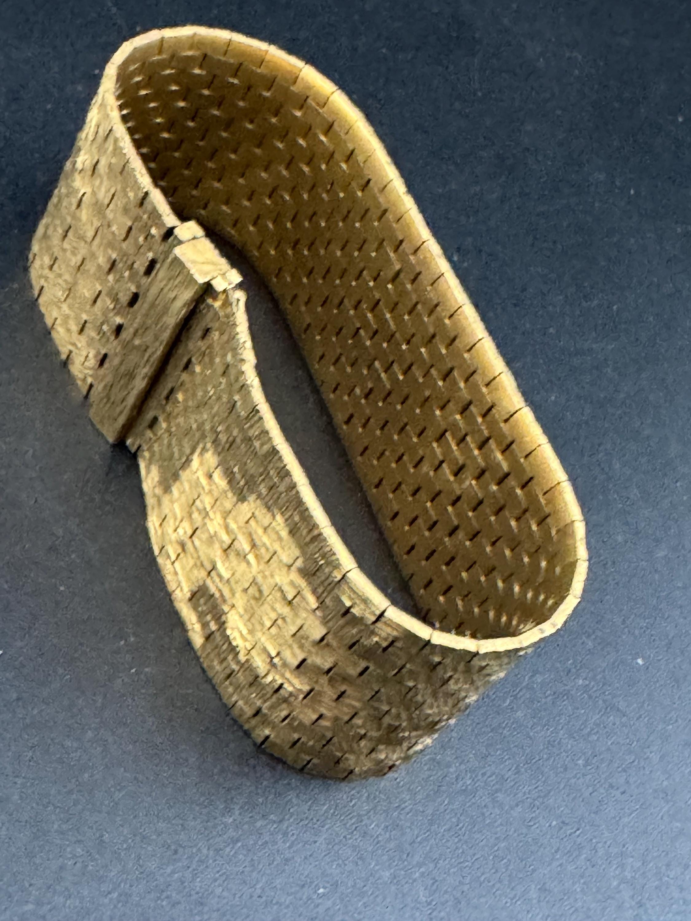 Vintage 1970s articulated flat gold plated textured wide cuff wrap bracelet 17.5cm x 2.75cm