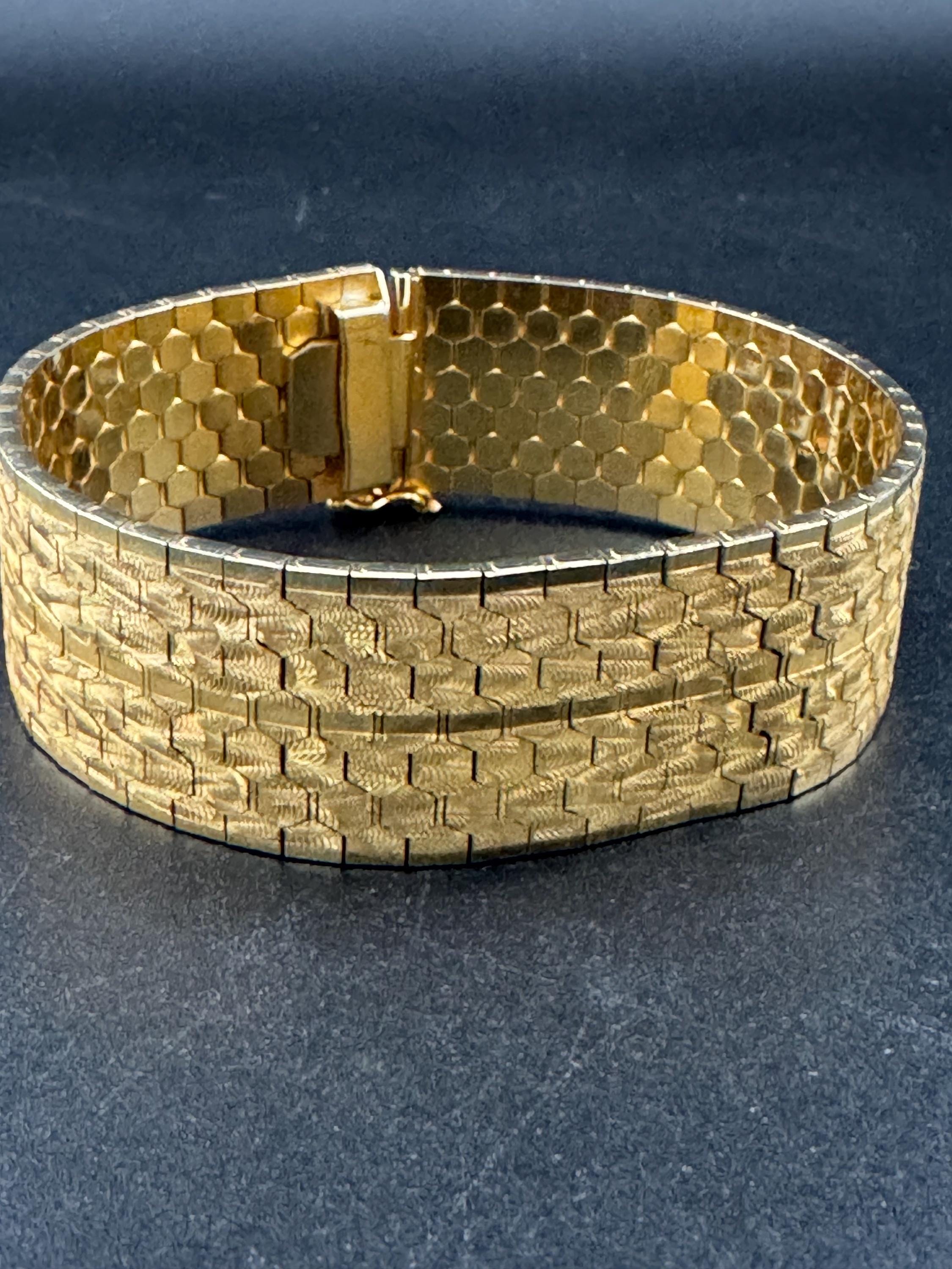1970s Brutalist Gold Plated Cuff Bracelet: Signed CAL Woven Wrap