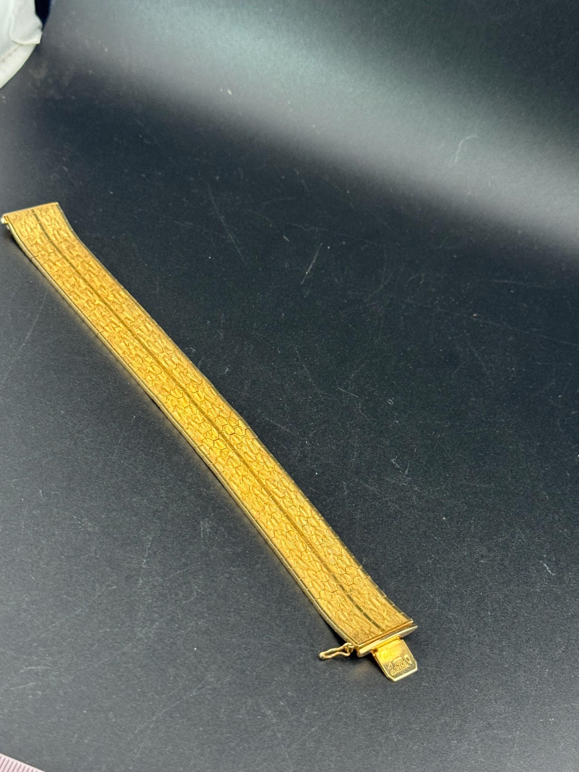 1970s Brutalist Gold Plated Cuff Bracelet: Signed CAL Woven Wrap
