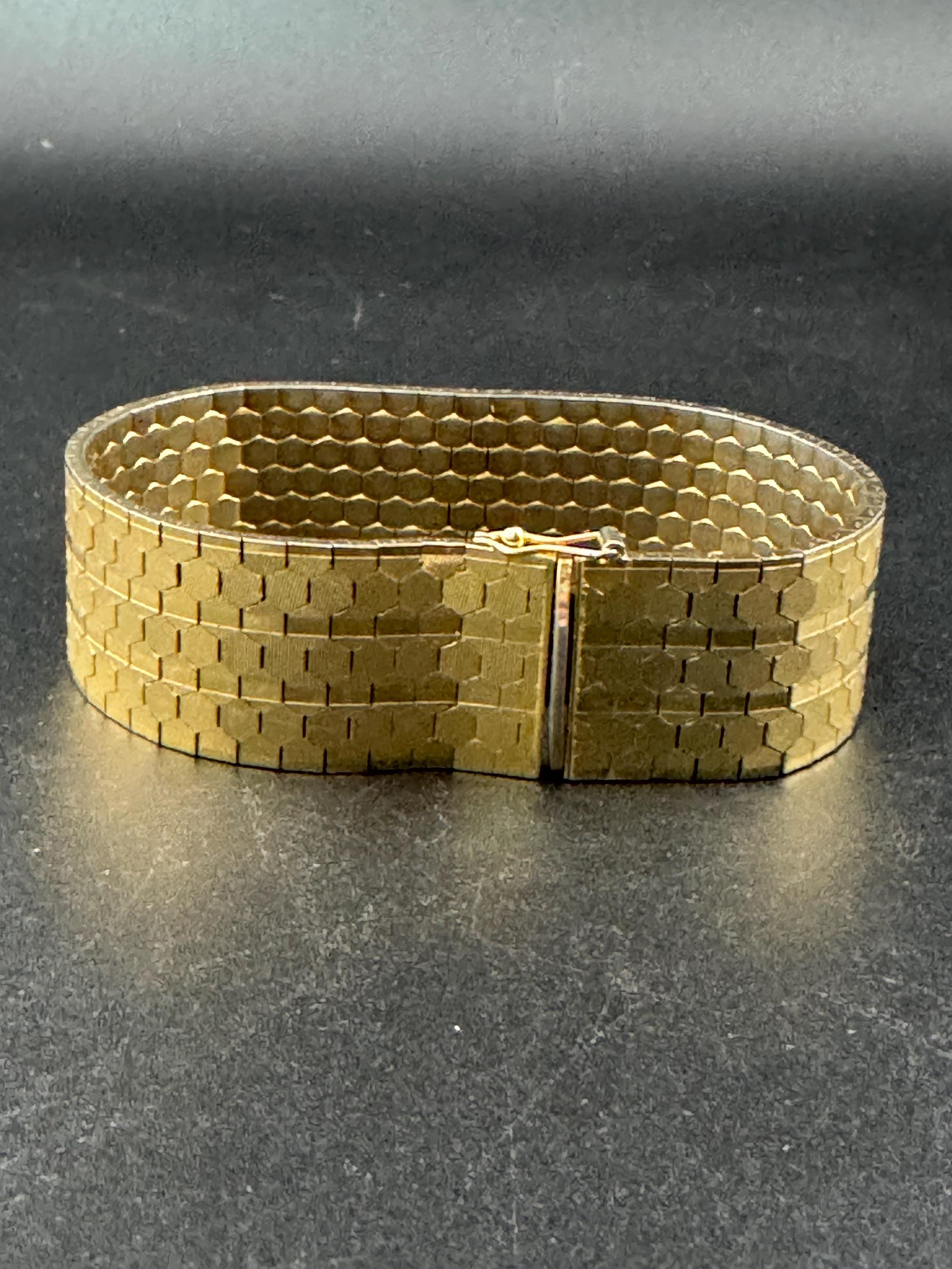 1970s Brutalist Gold Plated Woven Cuff Bracelet - Signed CT
