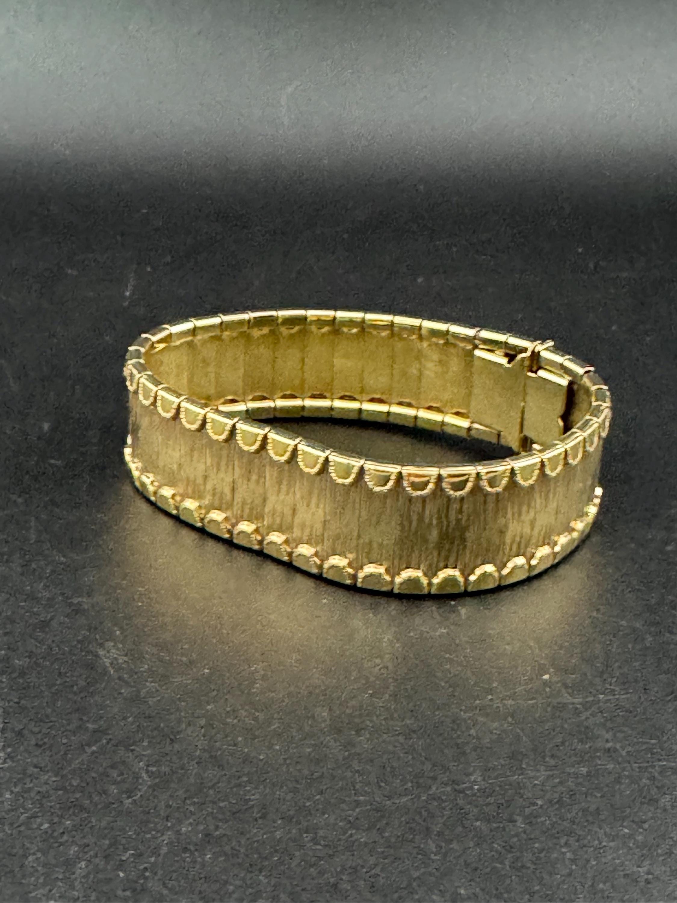 1970s Gold Plated wide Cuff Bracelet: Signed West Germany Vintage