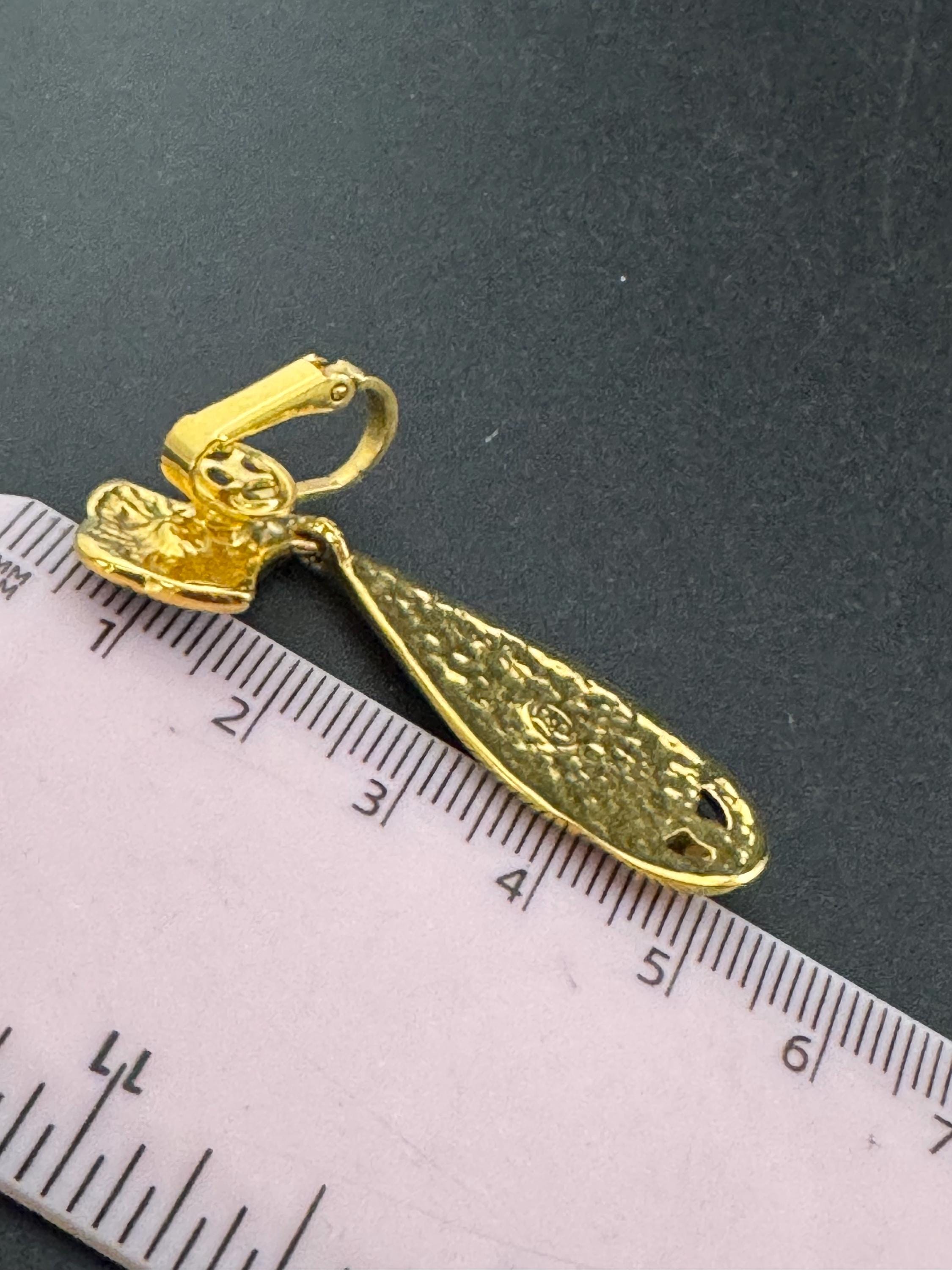 Vintage Bergdorf Goodman Clip On Earrings: Blue Enamel Gold Tone