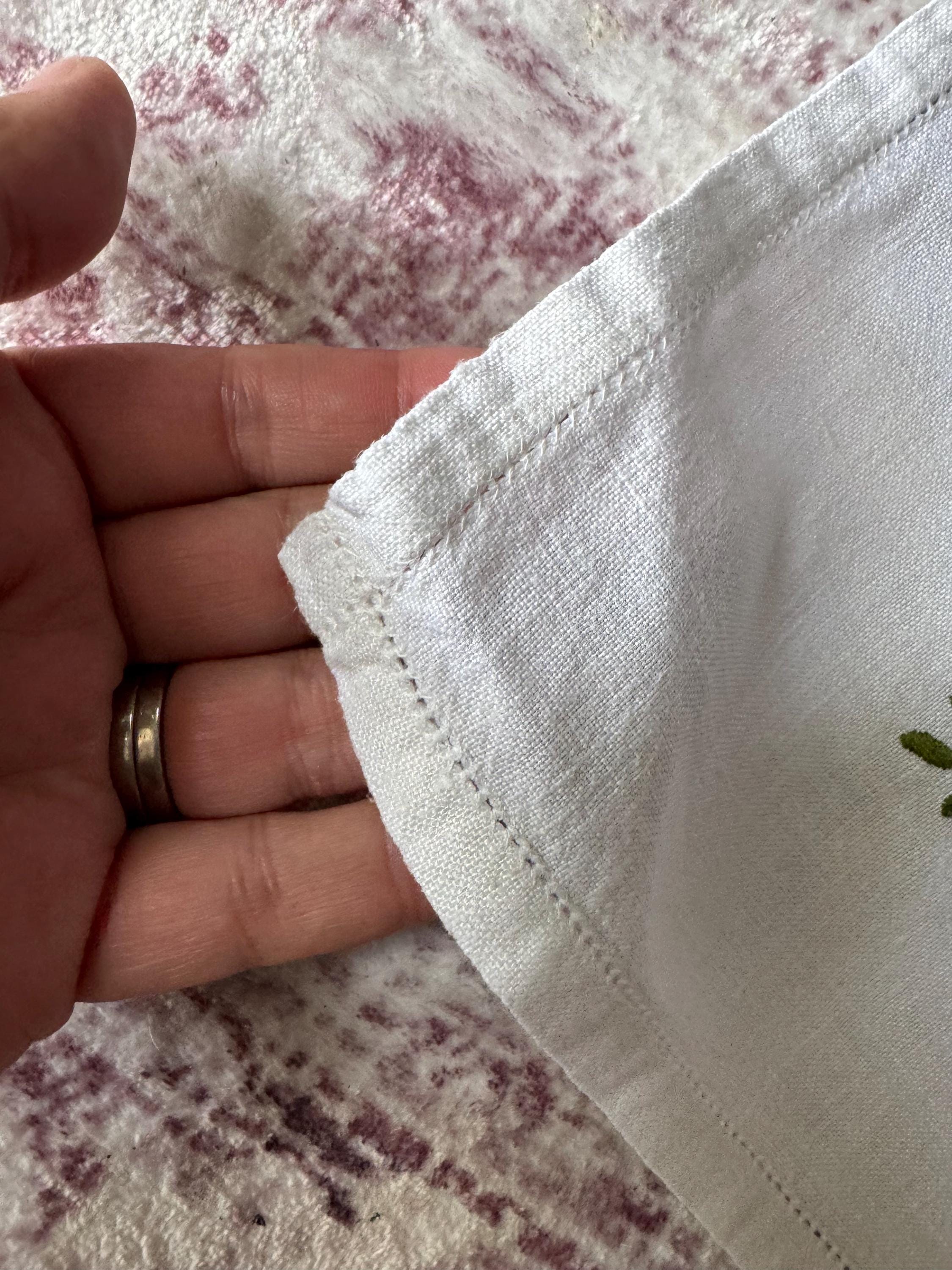 Vintage Embroidered Floral Tablecloth: Pastel Pink, Green & Yellow