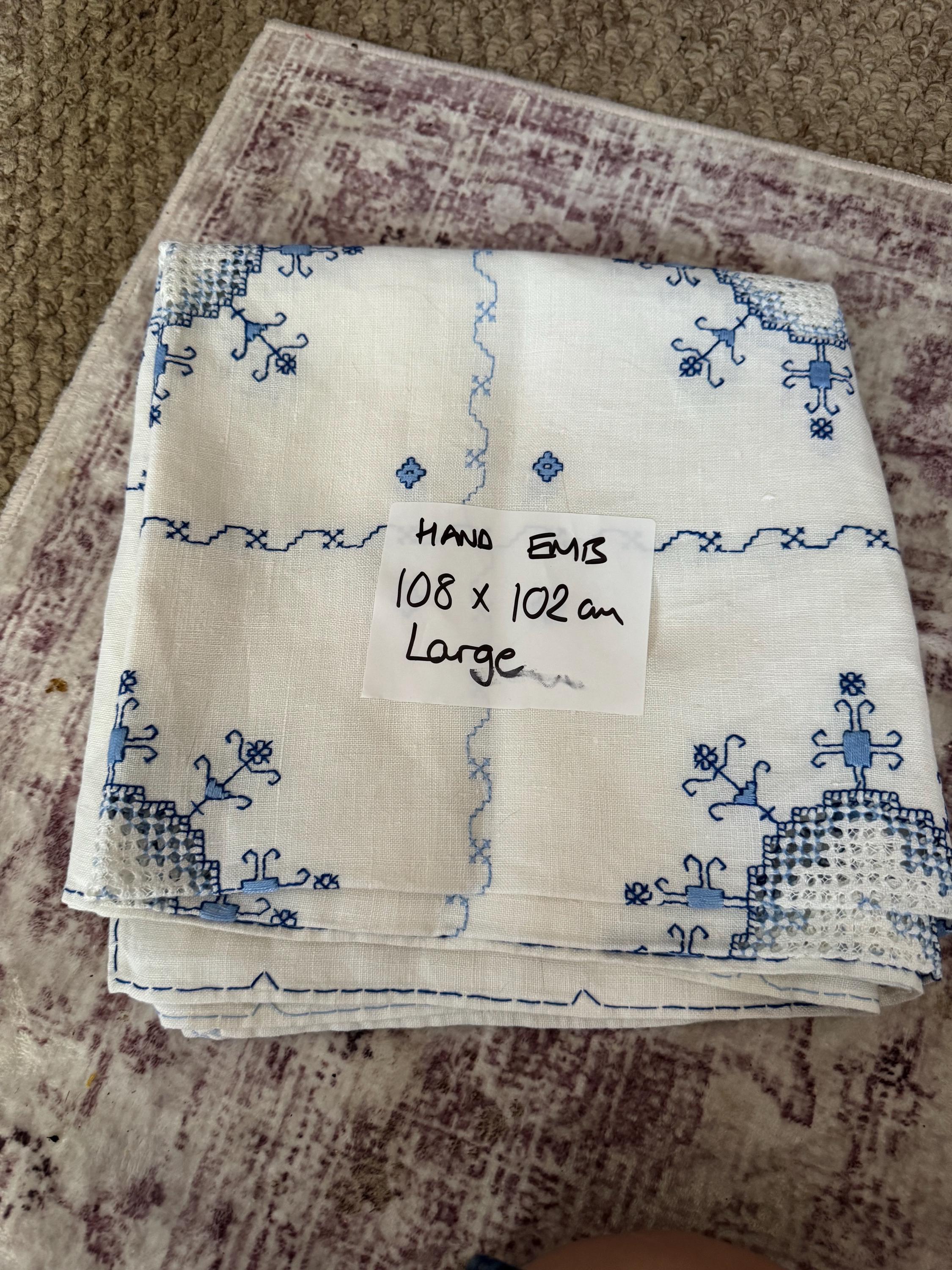 HAND embroidered 108 x 102cm, near square pretty coloured Chinese Japanese floral embroidery floral large tablecloth