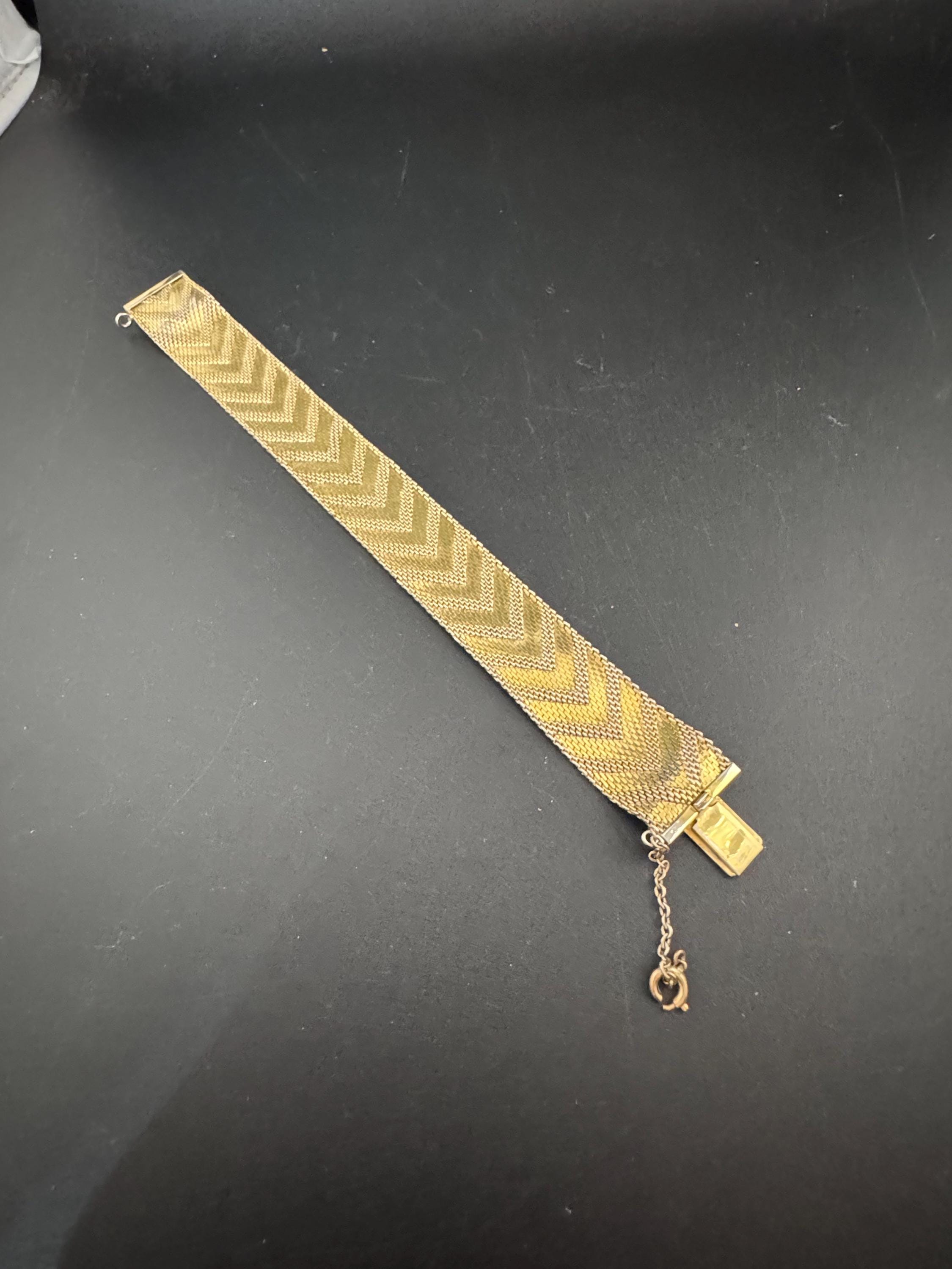 1956 Henkel & Grosse gold plated Vintage Retro Designer wide link cuff articulated bracelet Christian Dior Bracelet Modernist 1950s