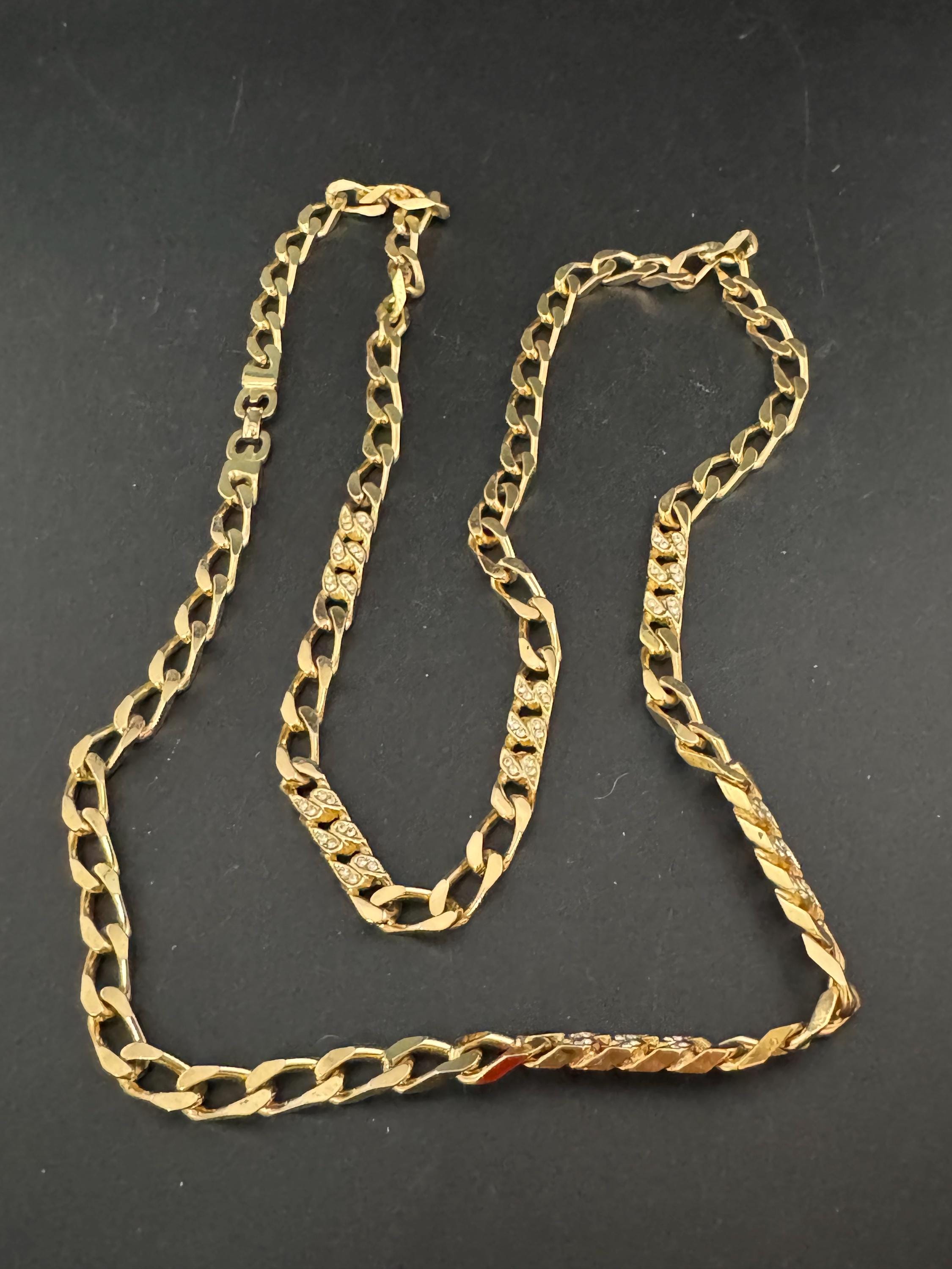 Vintage GROSSE Germany Rhinestone Chain Link Necklace: Christian Dior Designer, signed