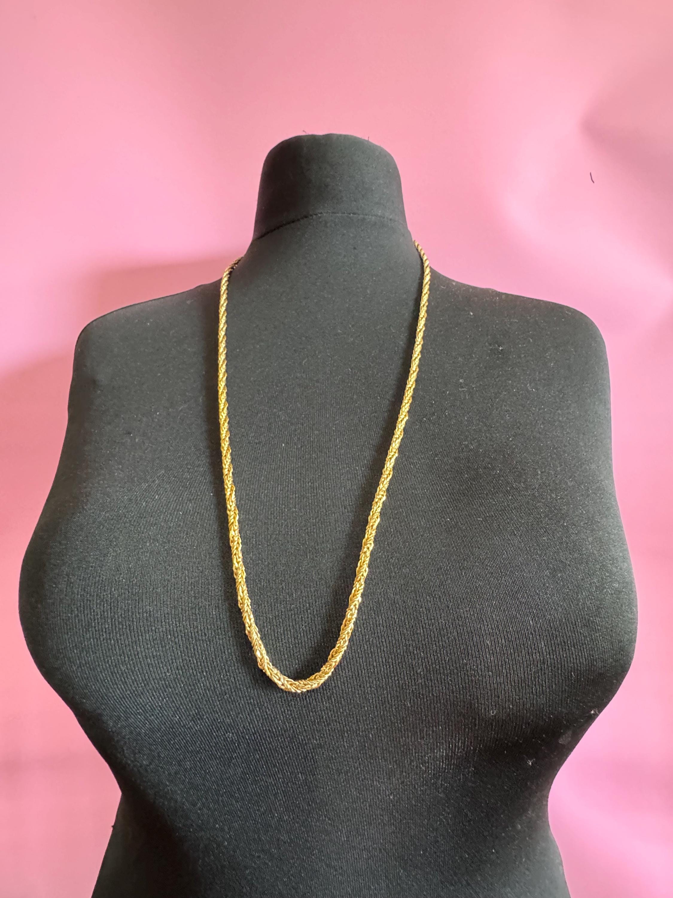 signed GROSSE 1973 Designer vintage 82cm long gold plated rope chain link long necklace