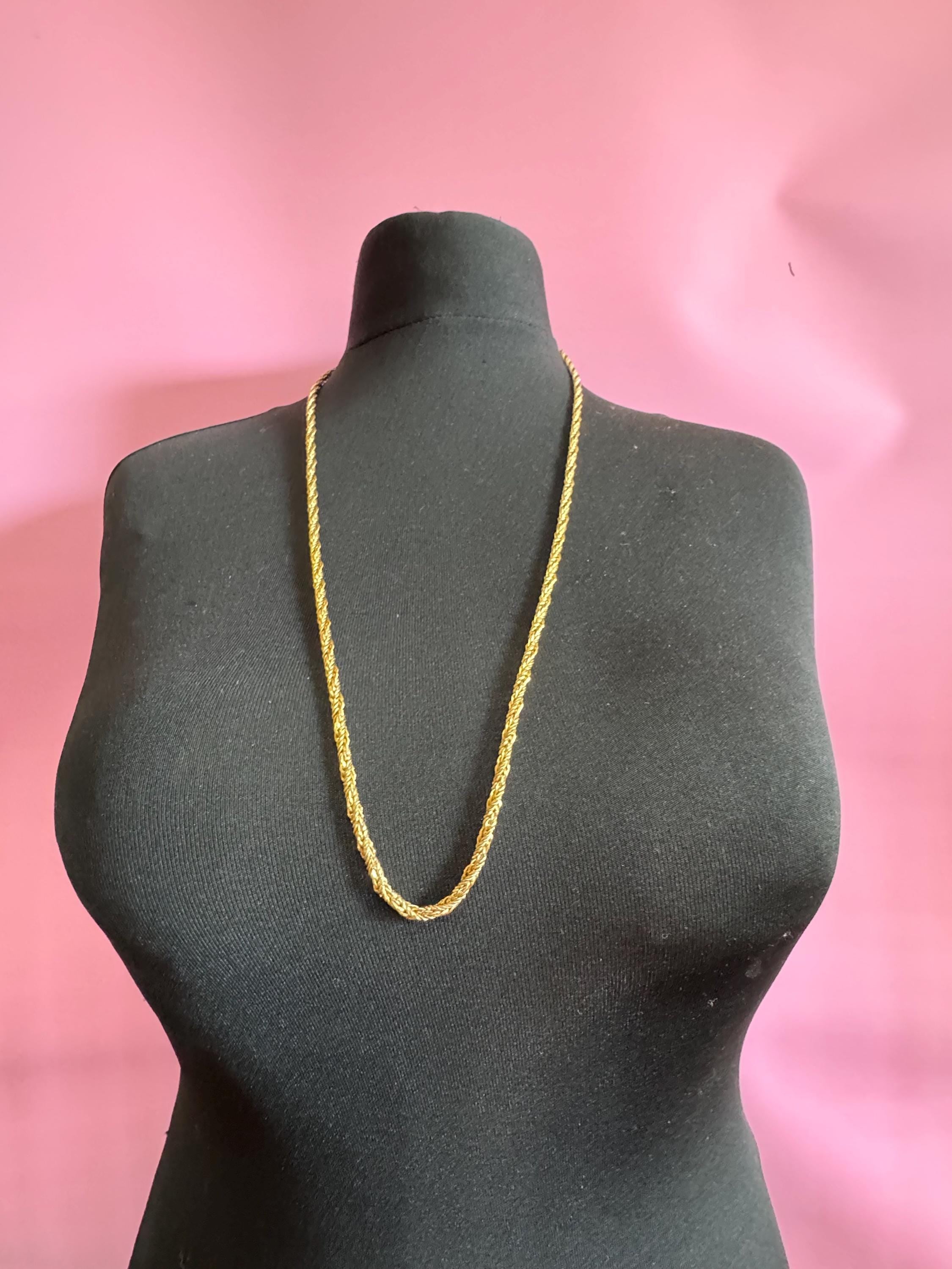 signed GROSSE 1973 Designer vintage 82cm long gold plated rope chain link long necklace