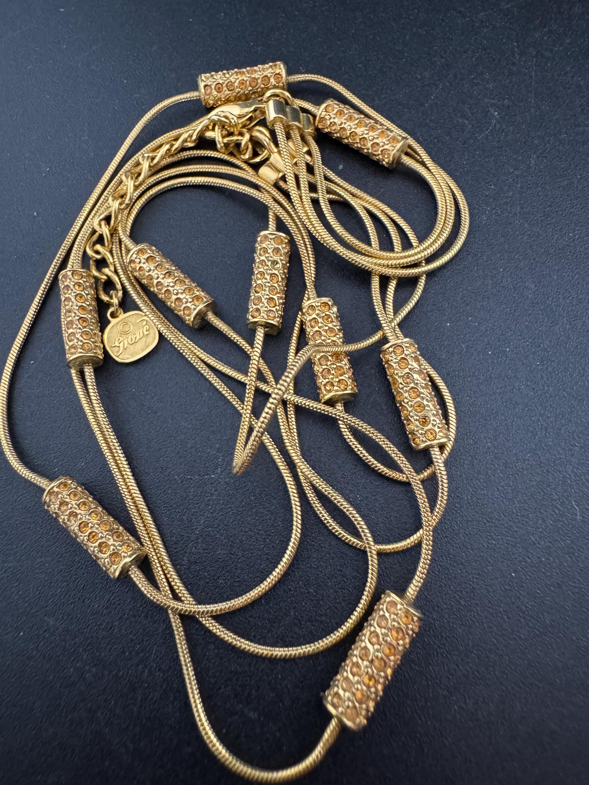 signed GROSSE Germany vintage retro gold tone Multistrand station chain choker necklace