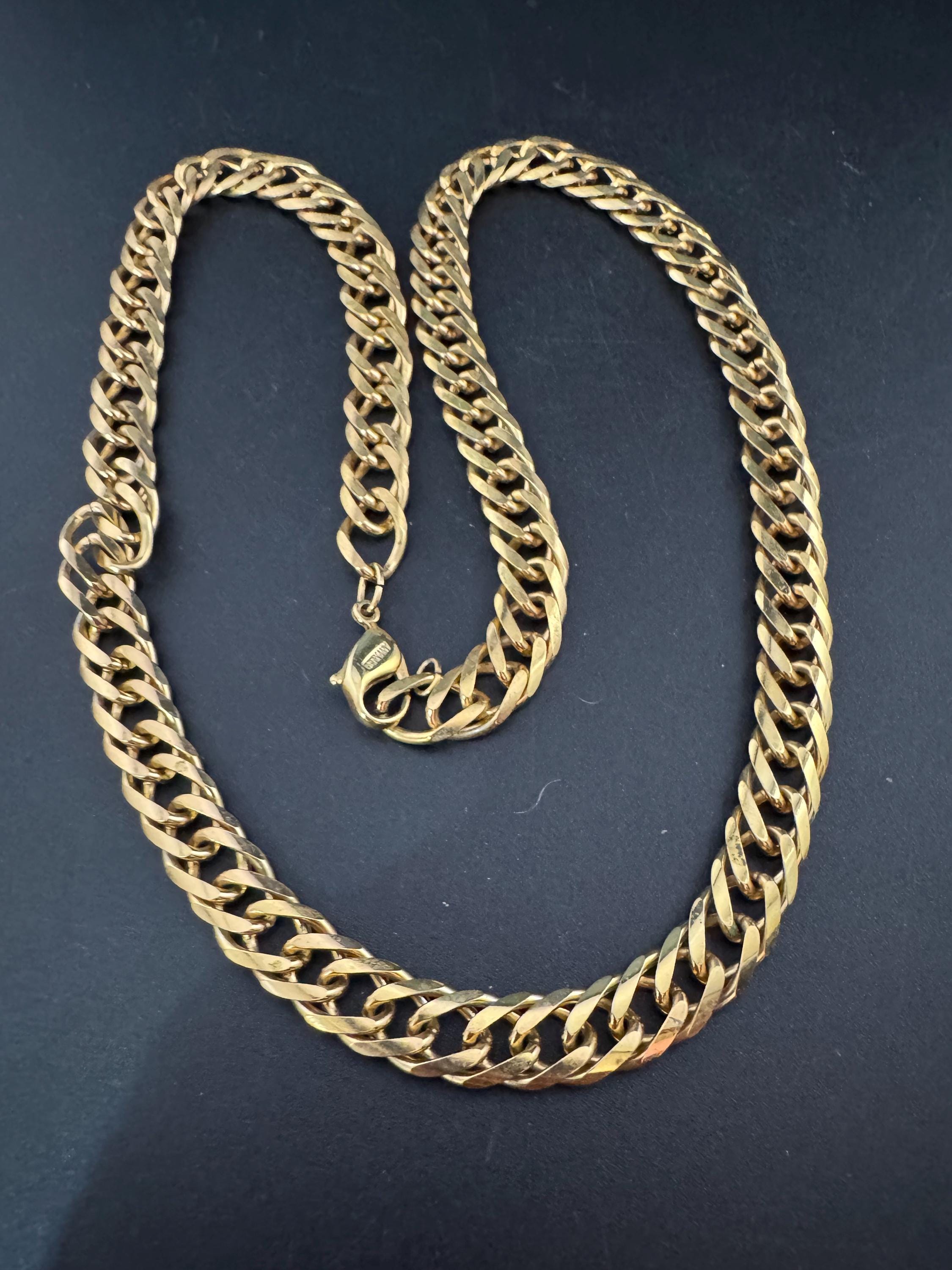 signed GROSSE Designer vintage 63cm wide long gold plated fancy chain link necklace