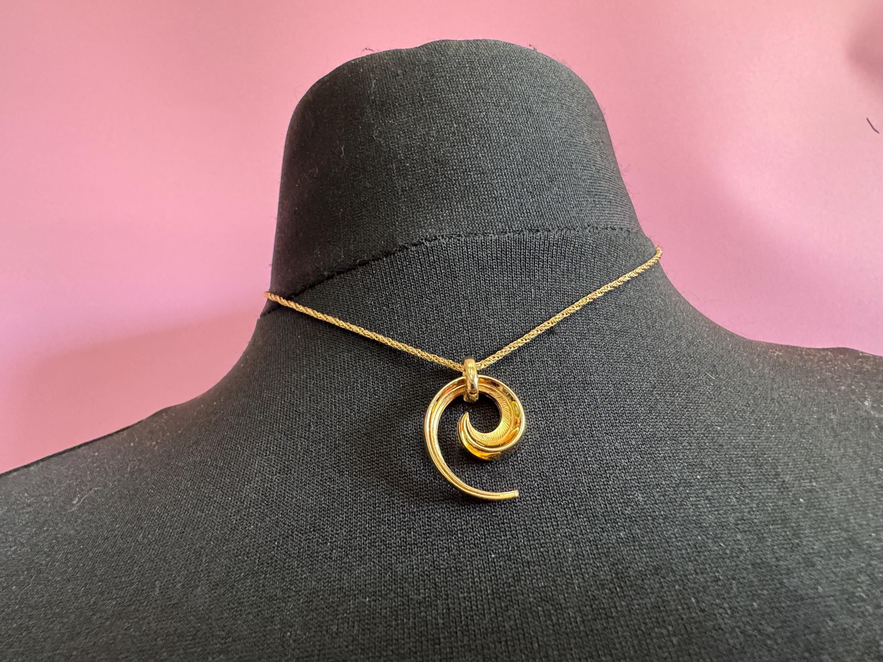 signed GROSSE Designer dainty retro gold plated pendant necklace,  rope chain