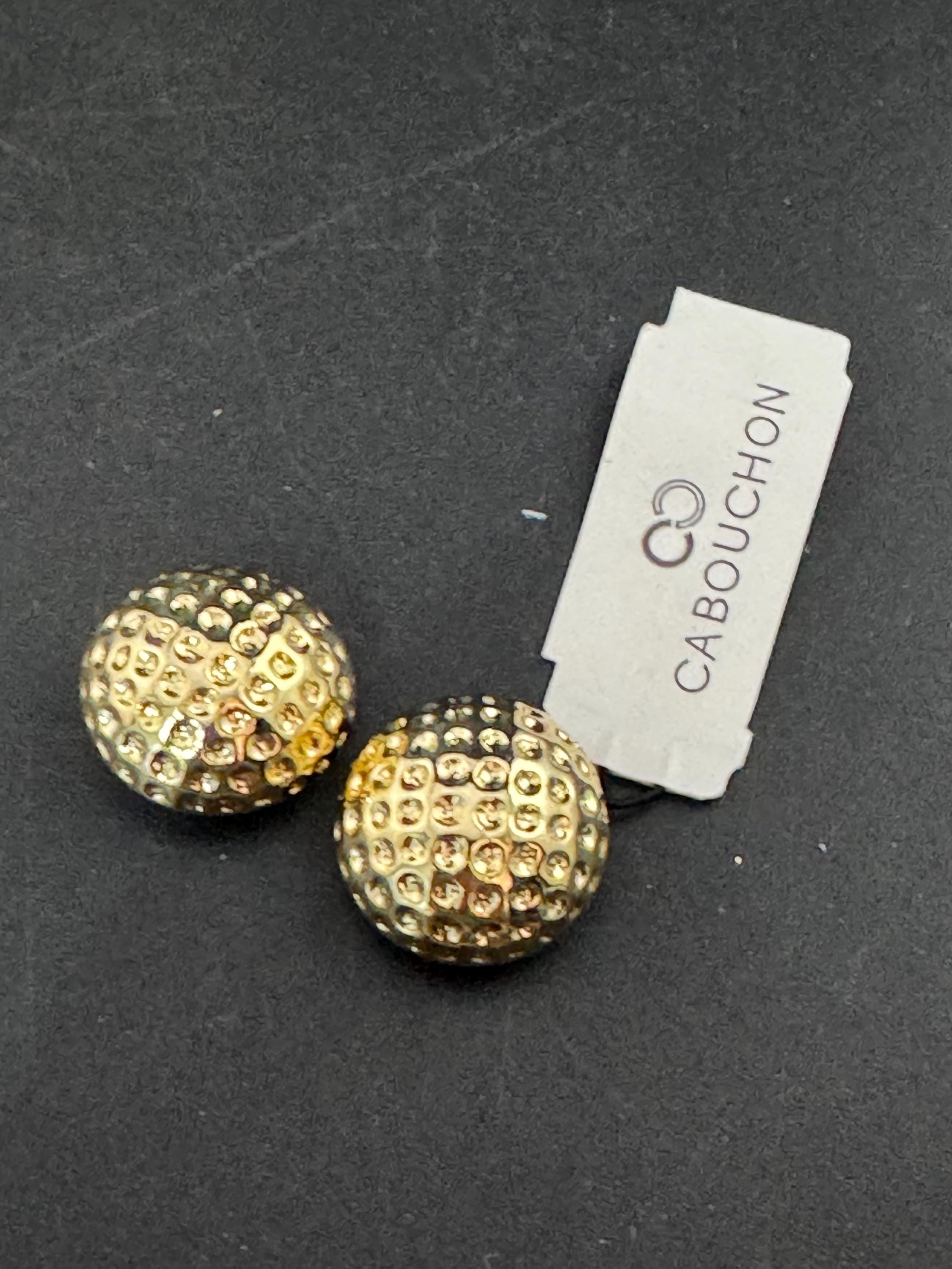 set of 2 vintage CABOUCHON gold tone domed button covers 18mm