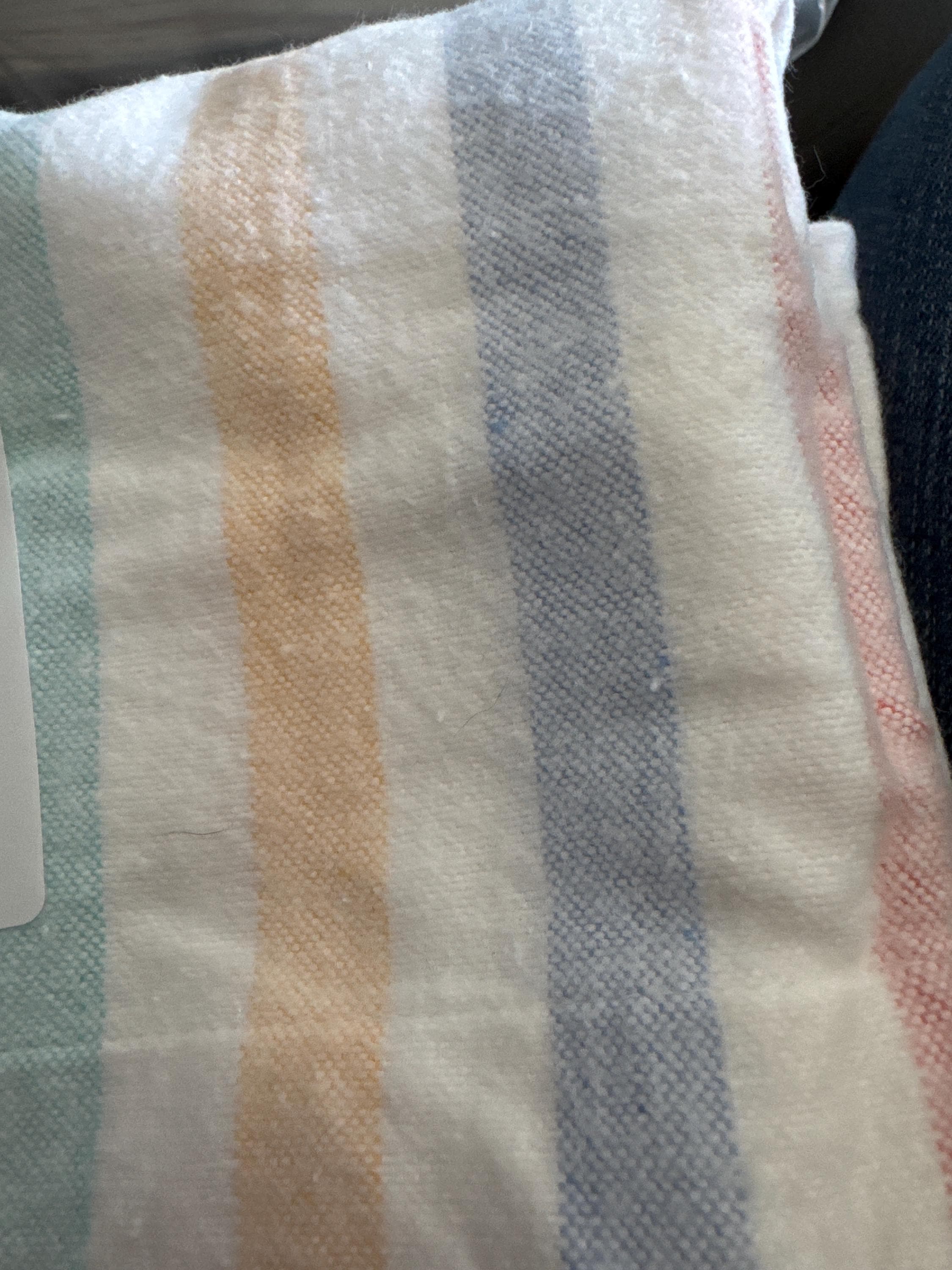 Pair 2 pillowcases flannelette brushed cotton candy stripes   Autumn winter cottage chateau vintage bedding pillow cases 18 x 28”inch