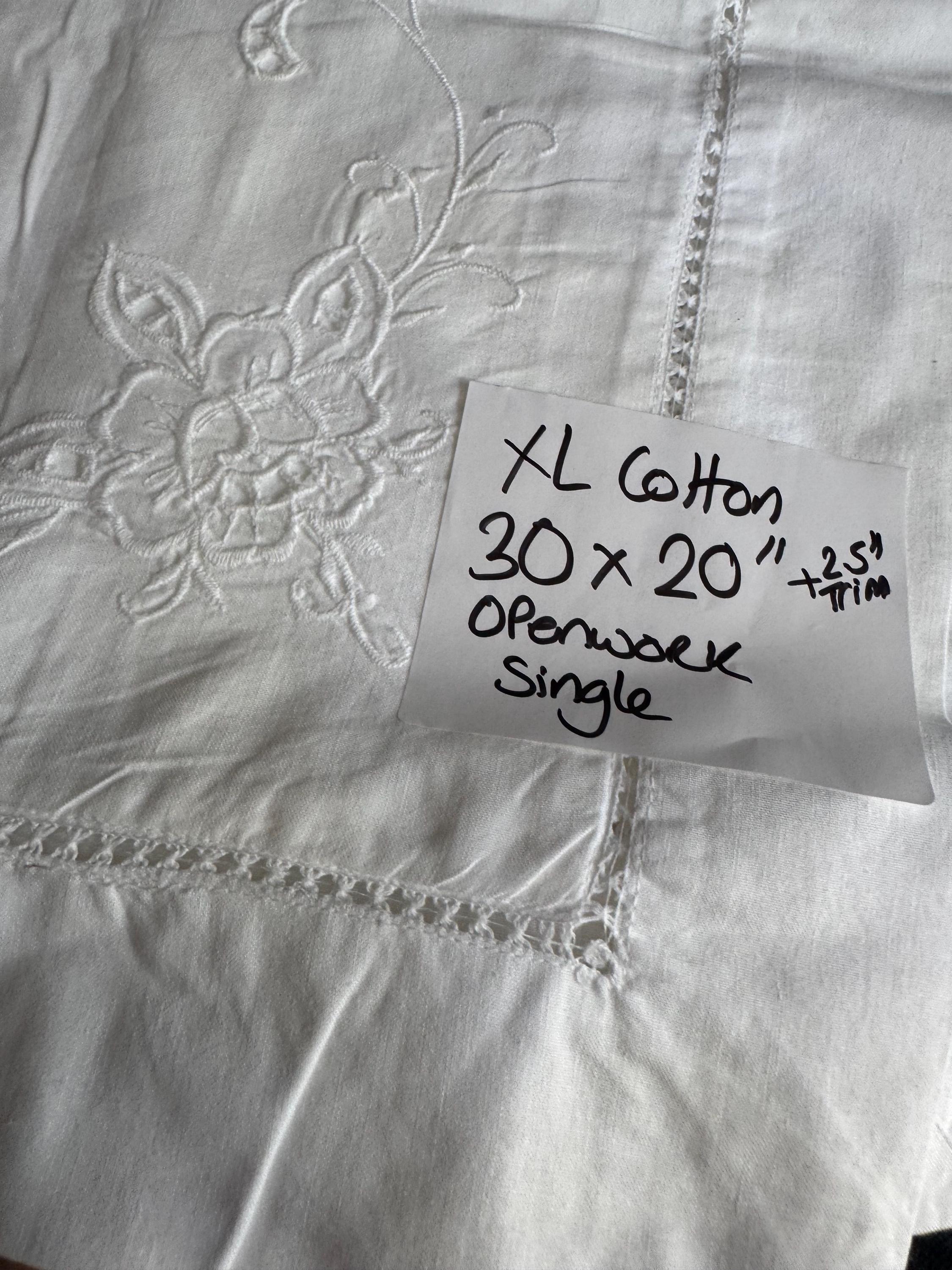 Chateau Chic Embroidered Pillowcase: White Openwork, 30x20”