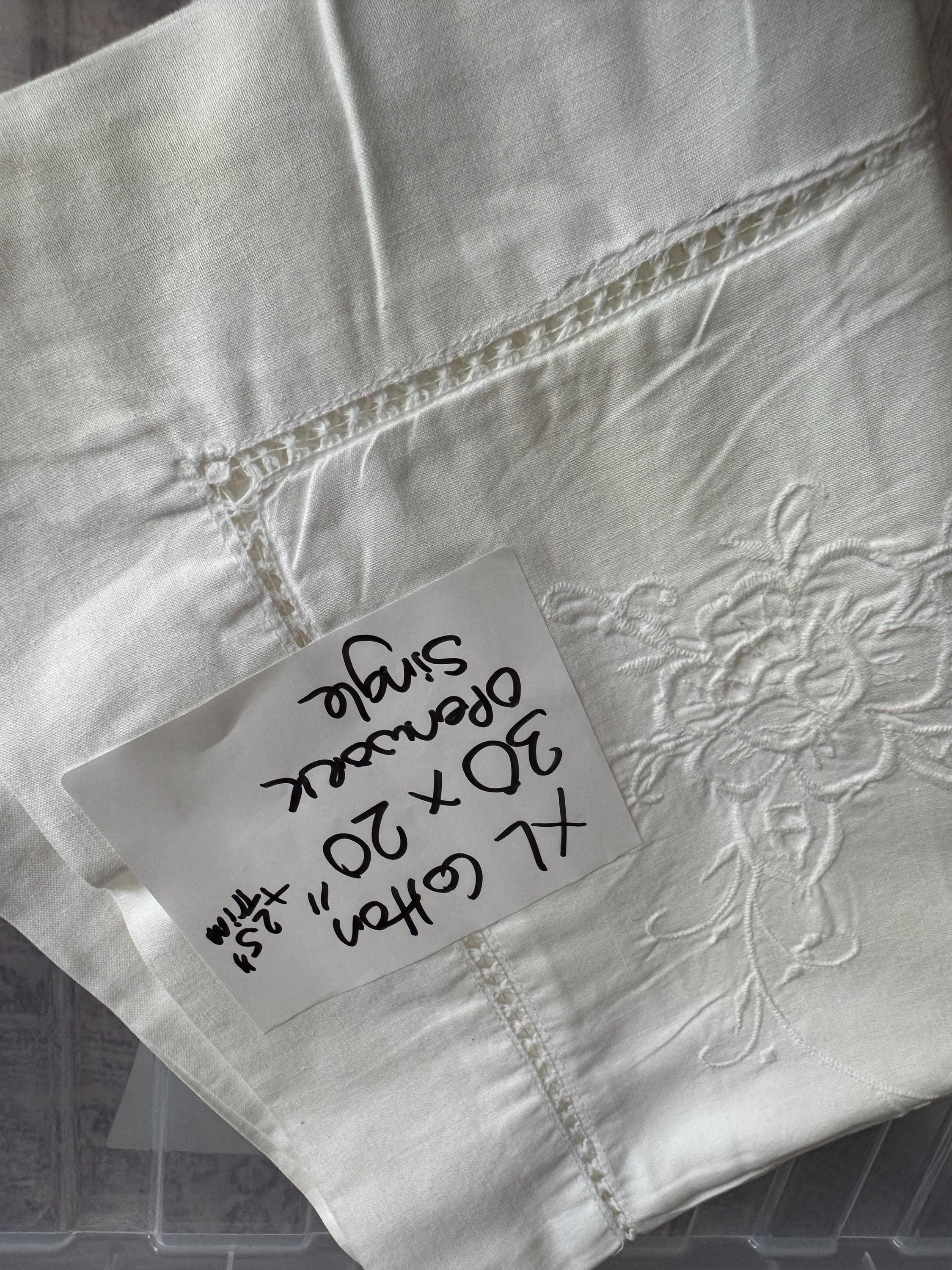 Chateau Chic Embroidered Pillowcase: White Openwork, 30x20”
