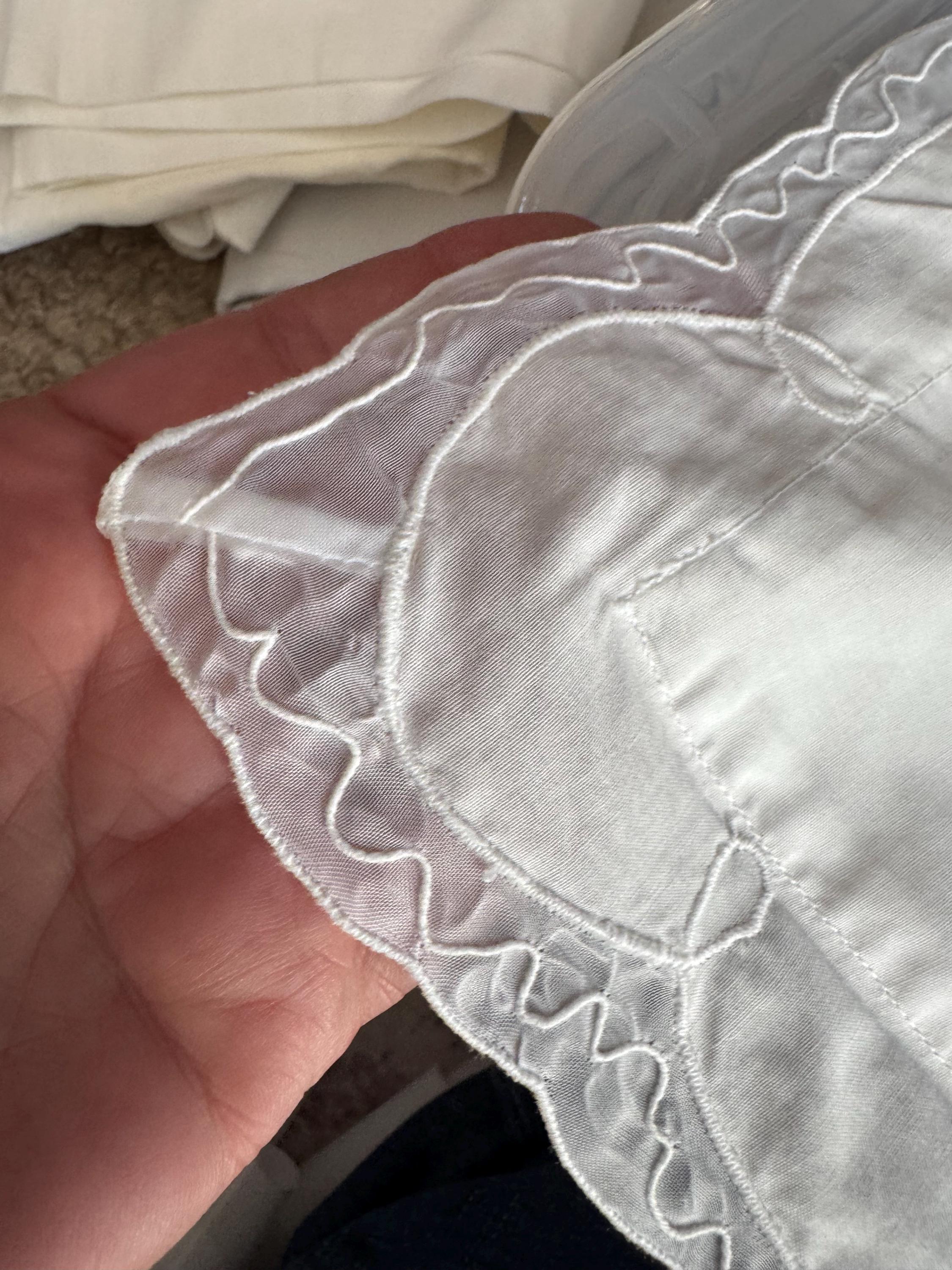 1 piece 28x20” large single pillowcase embroidered with netting and threadwork