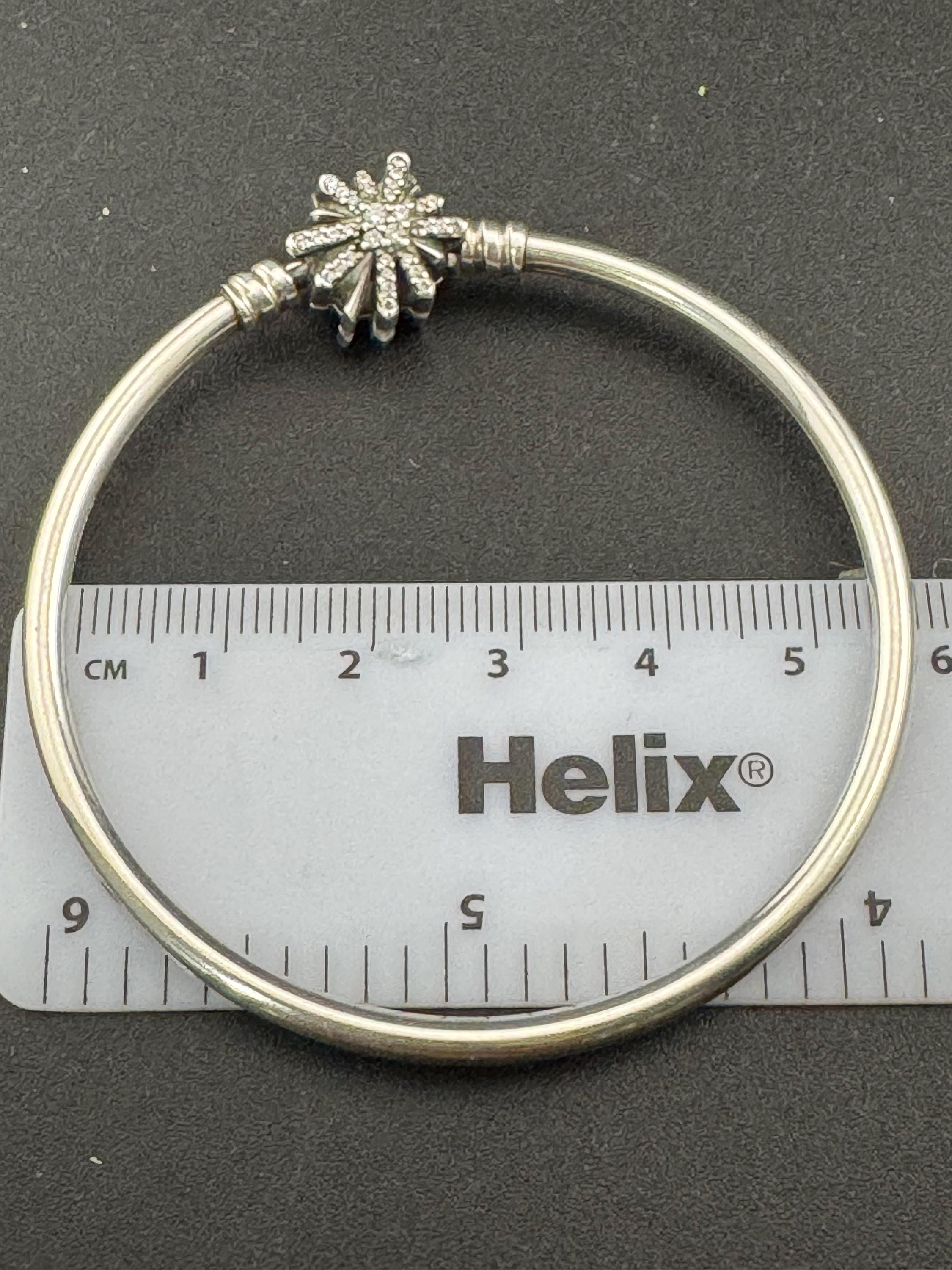Genuine PANDORA 597763CZ13 Firework CZ sterling silver opening bangle