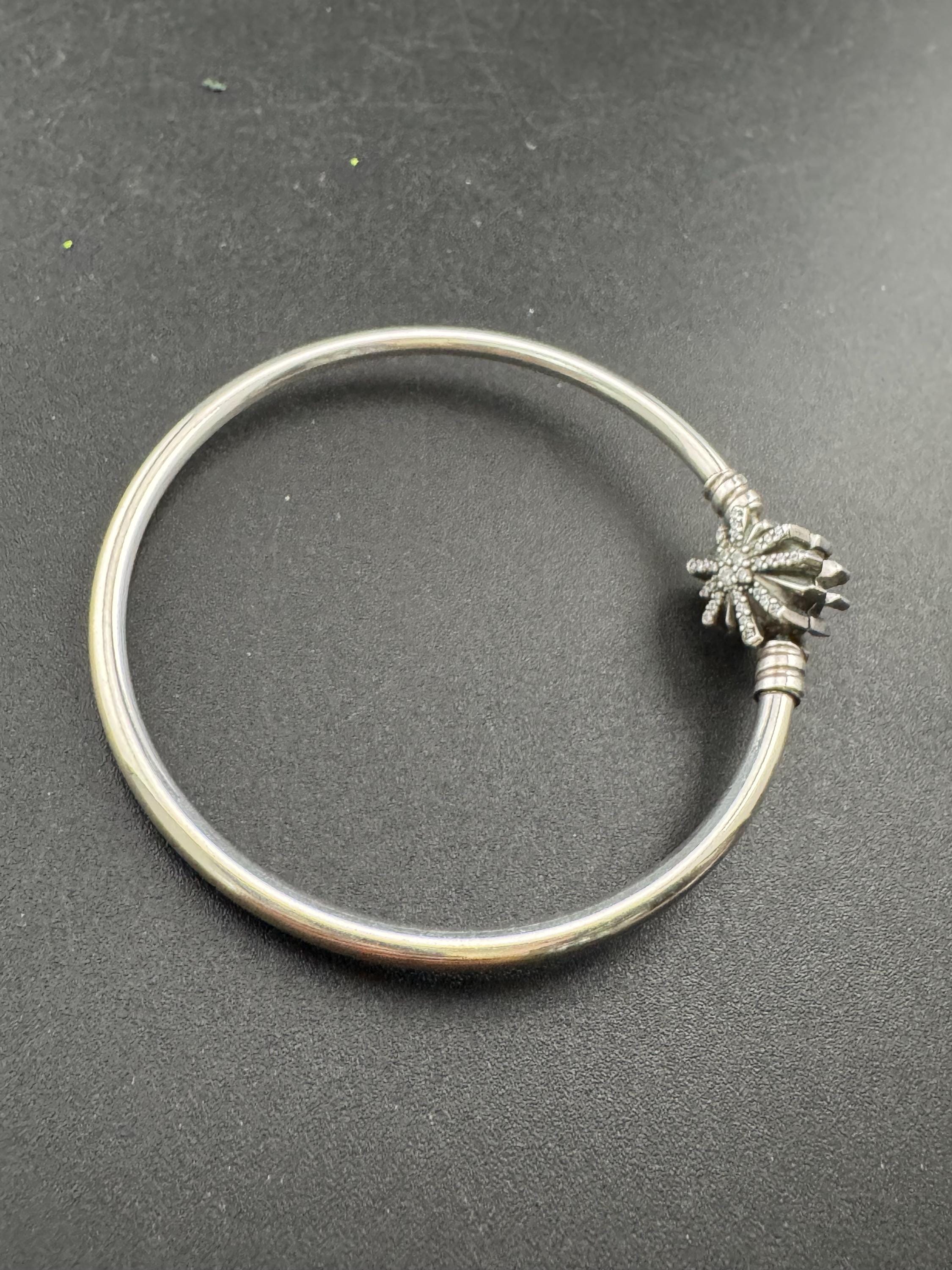 Genuine PANDORA 597763CZ13 Firework CZ sterling silver opening bangle
