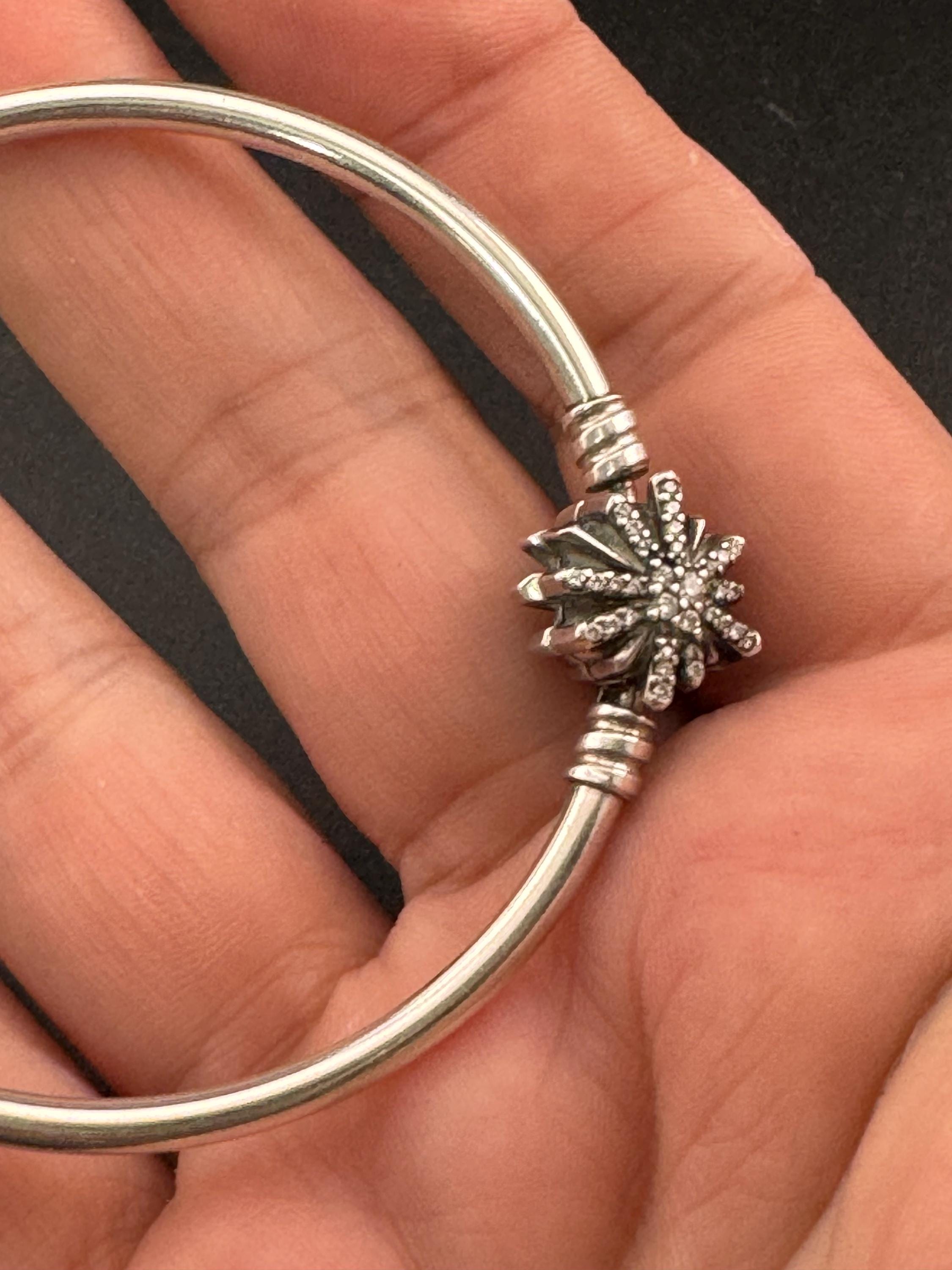 Genuine PANDORA 597763CZ13 Firework CZ sterling silver opening bangle