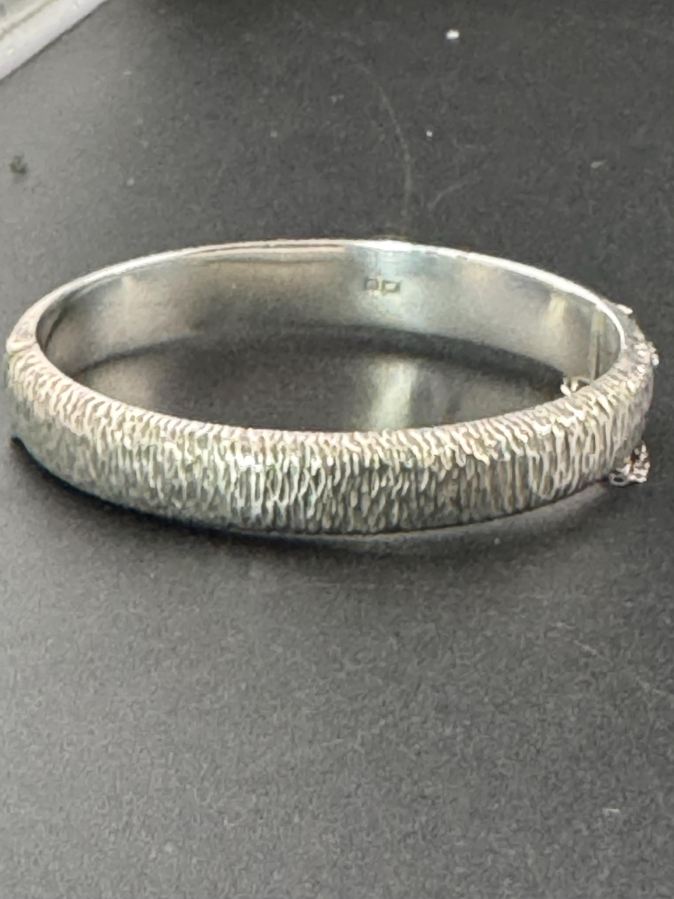 Wide wrist 1969 Sterling silver 12mm wide modernist bark bangle Birmingham hallmarks 13.6 grams