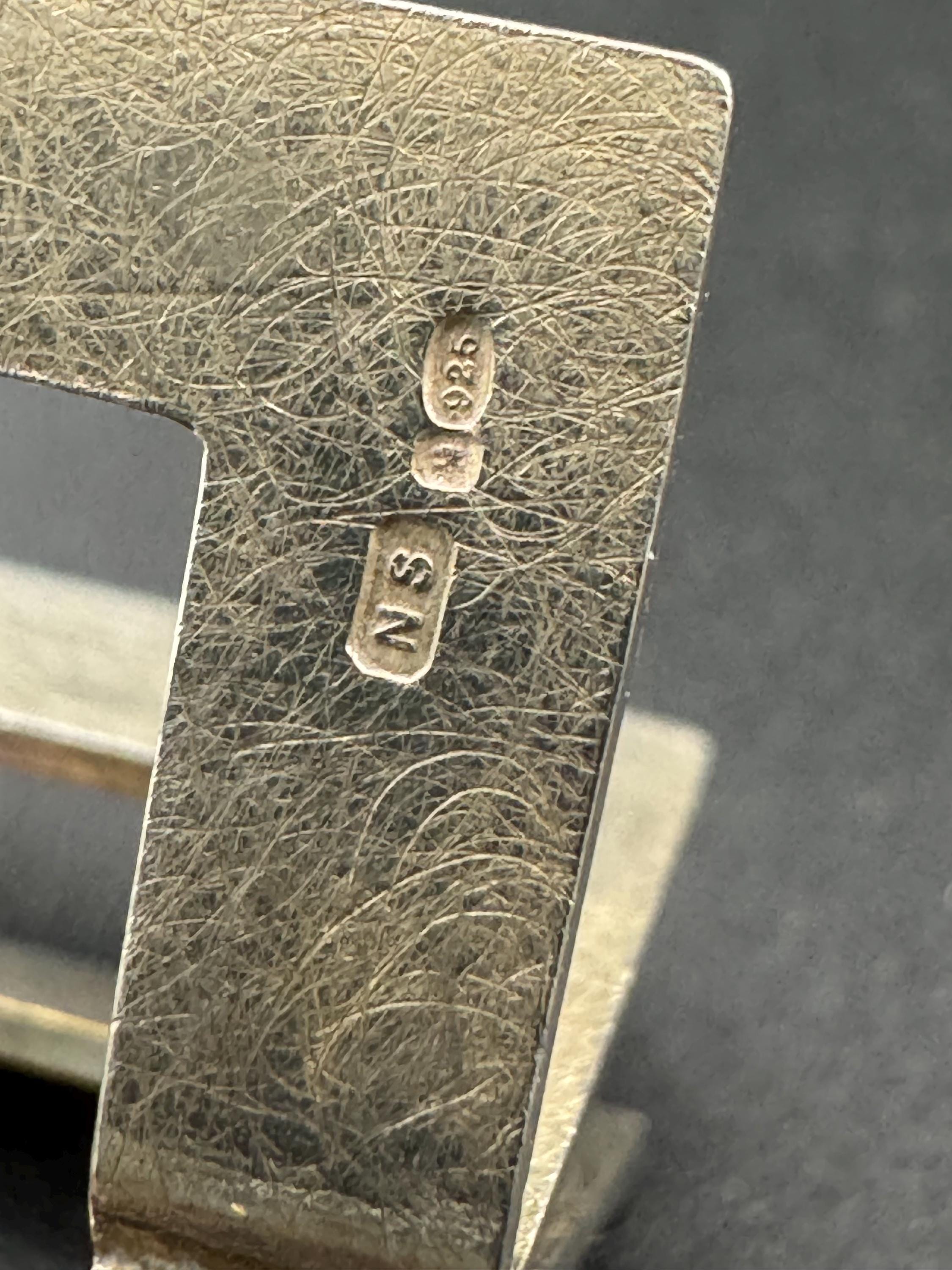 Modernist signed NS 925 Sterling silver brutalist geometric brutalist brooch 9.4 grams 3cm
