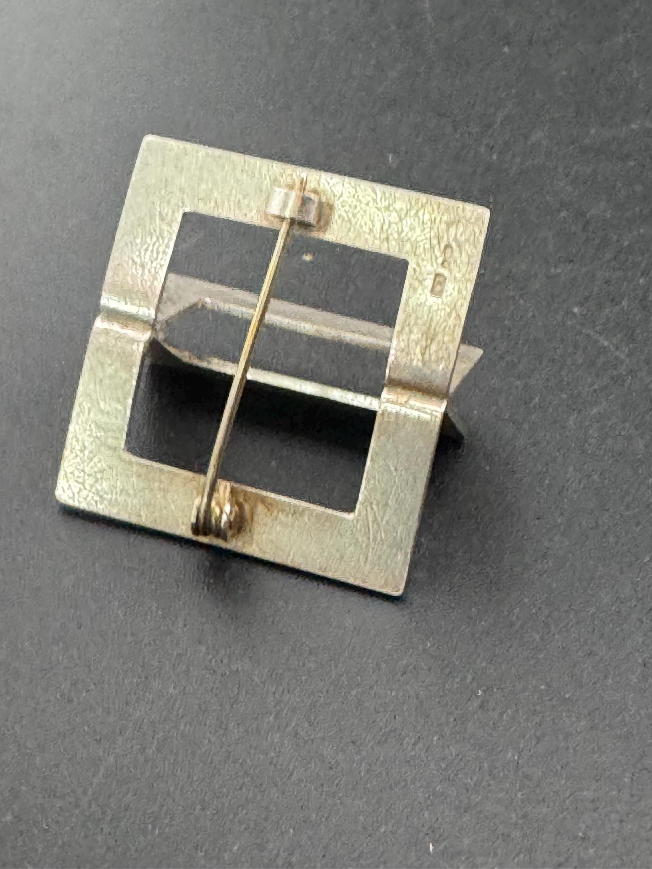 Modernist signed NS 925 Sterling silver brutalist geometric brutalist brooch 9.4 grams 3cm