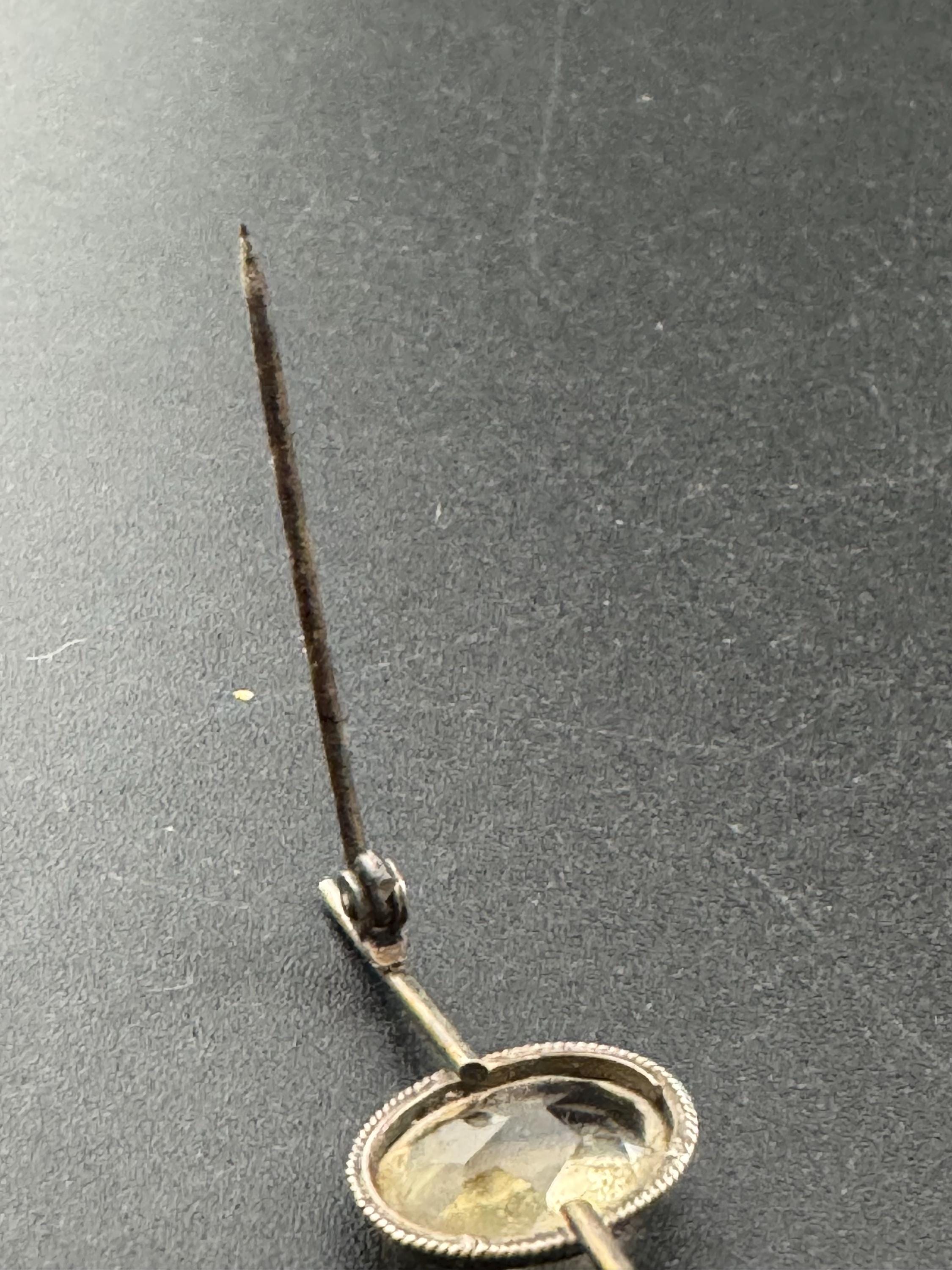 Vintage Victorian silver white metal pale citrine bar pin brooch 4cm