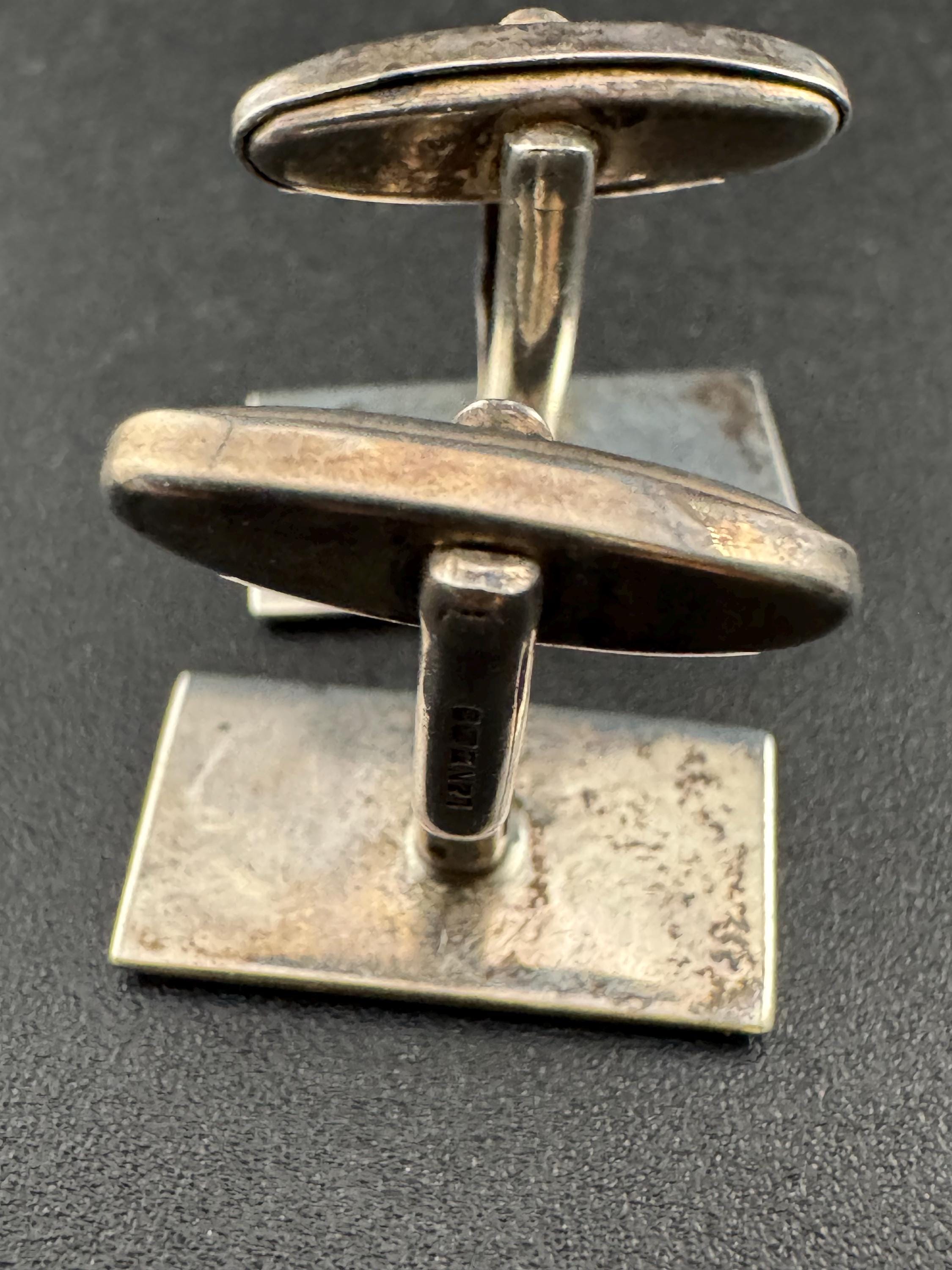 1970s 925 Vintage Modernist Sterling silver mens bark cufflinks