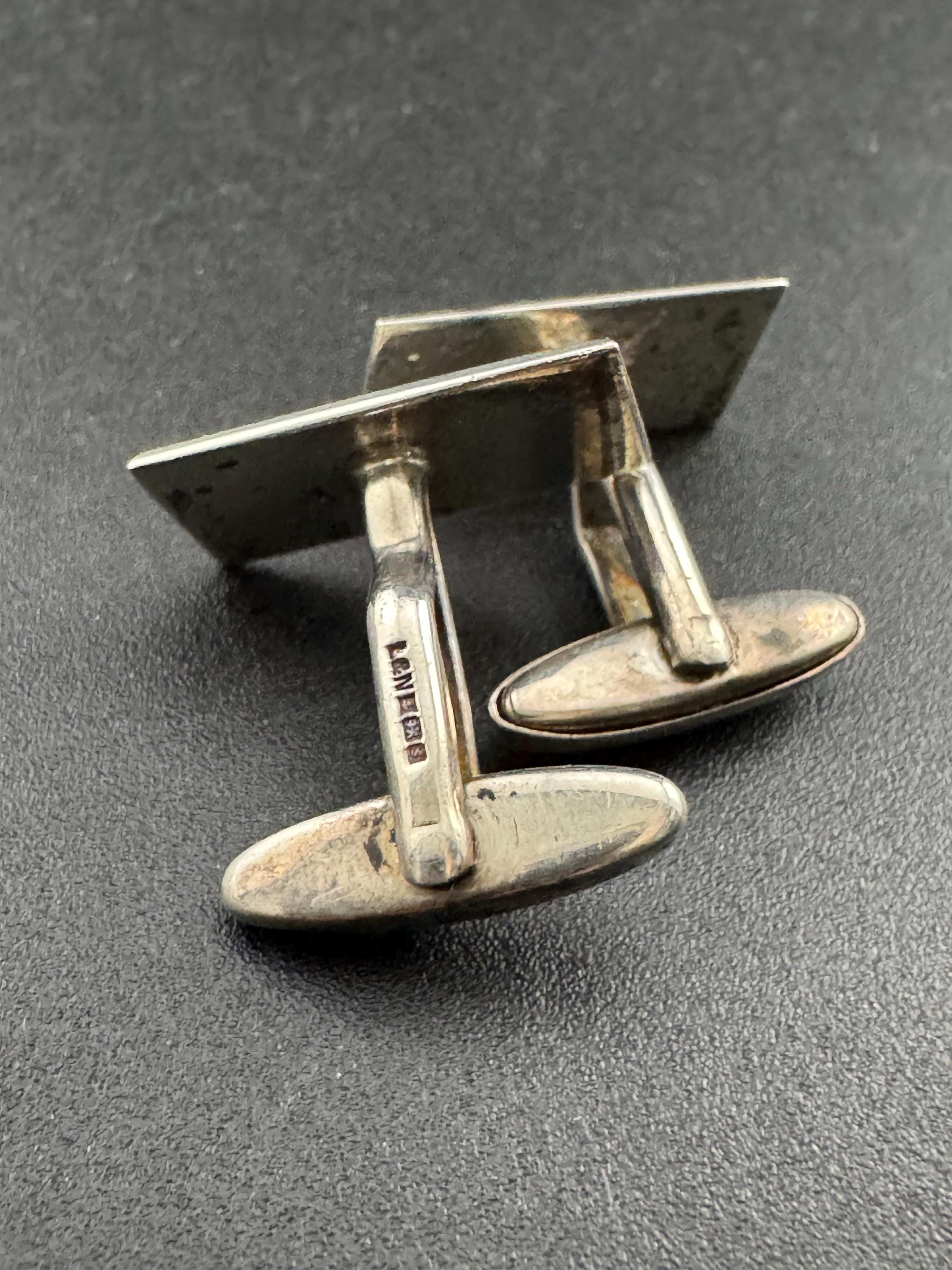 1970s 925 Vintage Modernist Sterling silver mens bark cufflinks