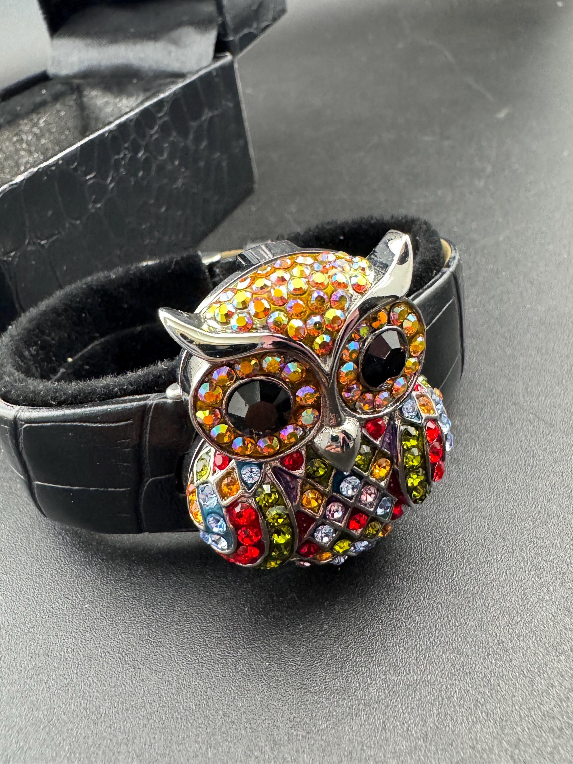 retro butler and Wilson rhinestone owl watch no battery , original box