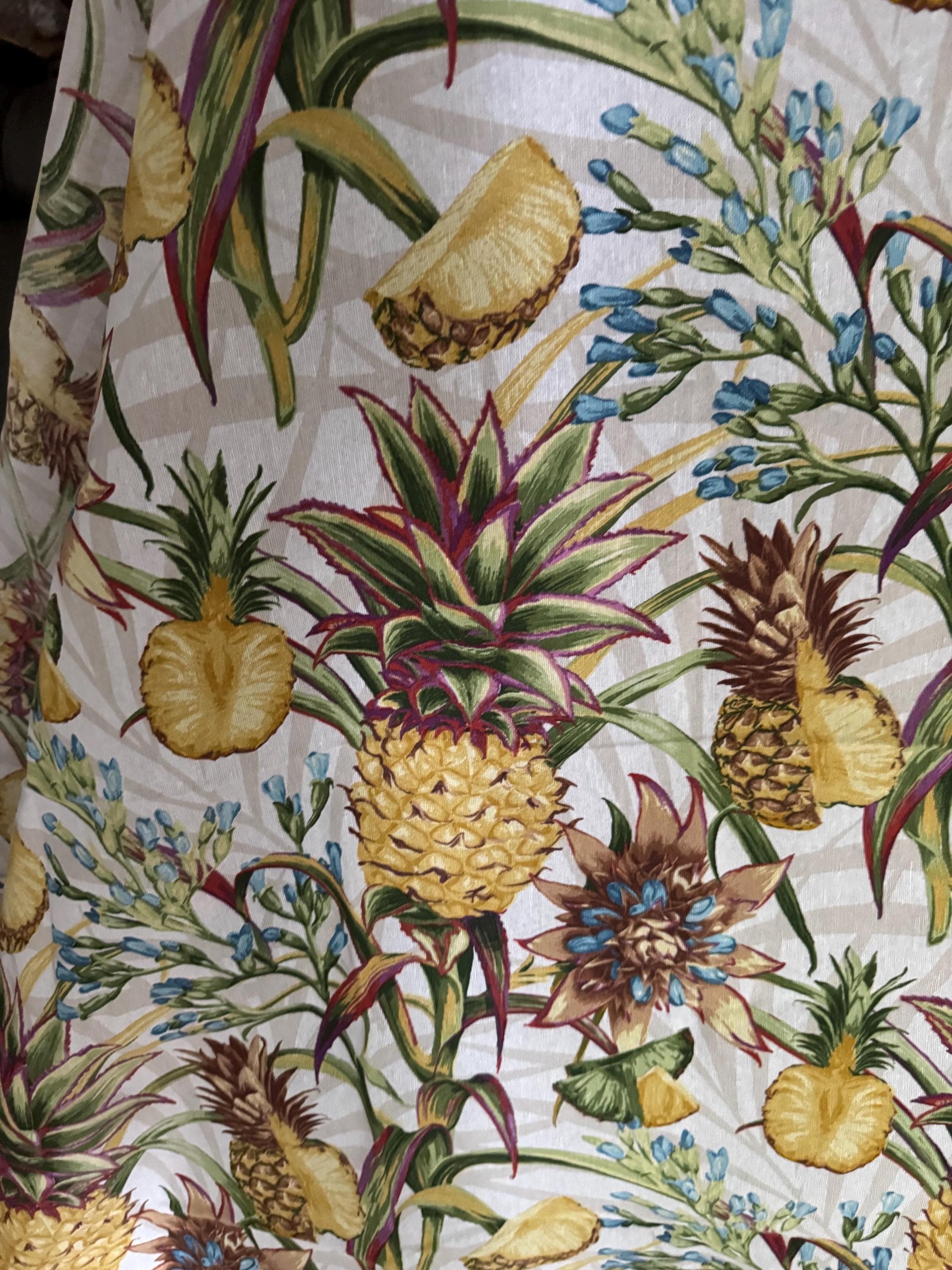 Vintage Pineapple Print Tablecloth: Tiki Bar Hawaiian Decor (58x52 inches)