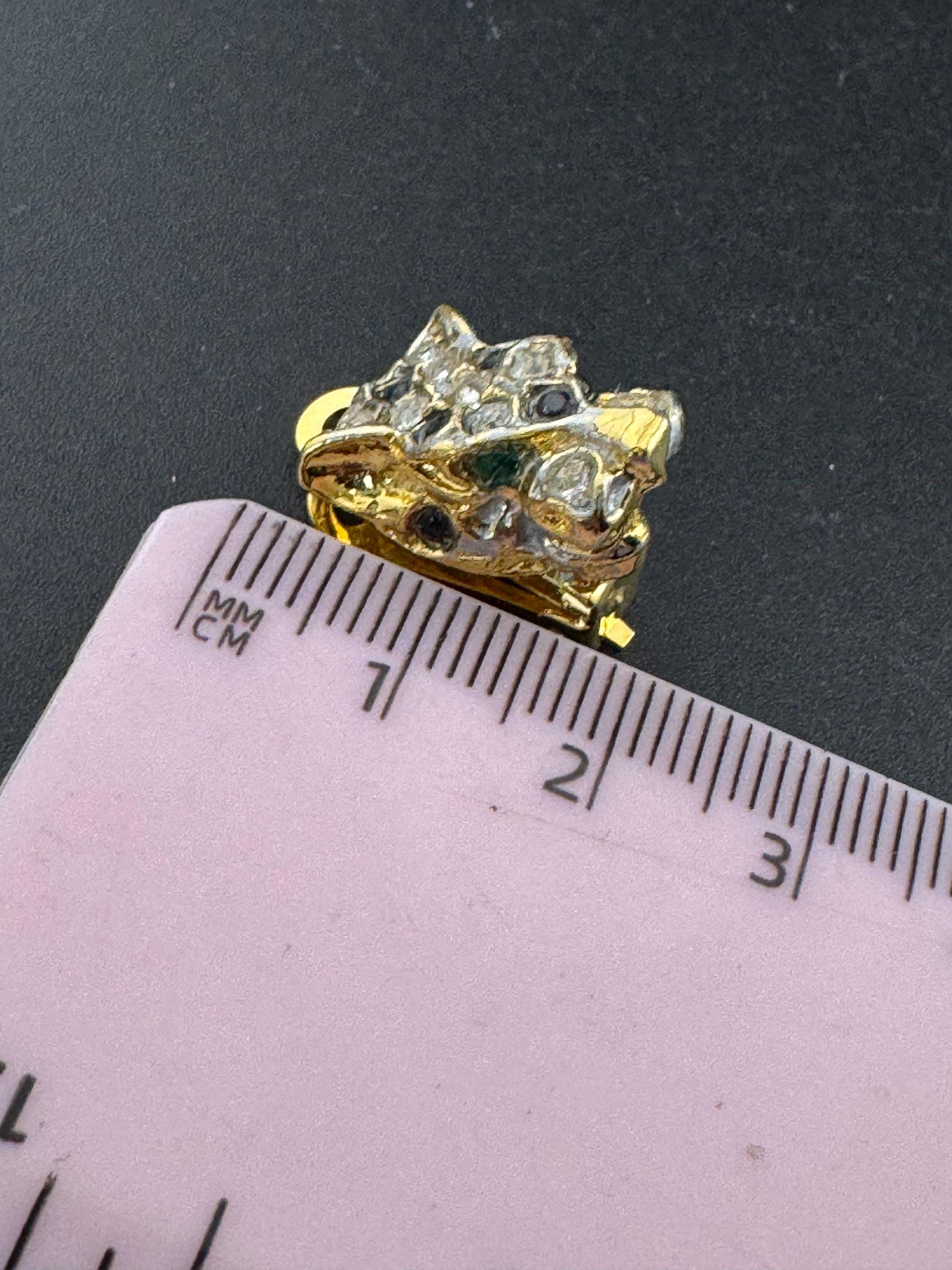 BIG CAT diamanté leopard clip on earrings tiger panther gold tone 1980s vintage