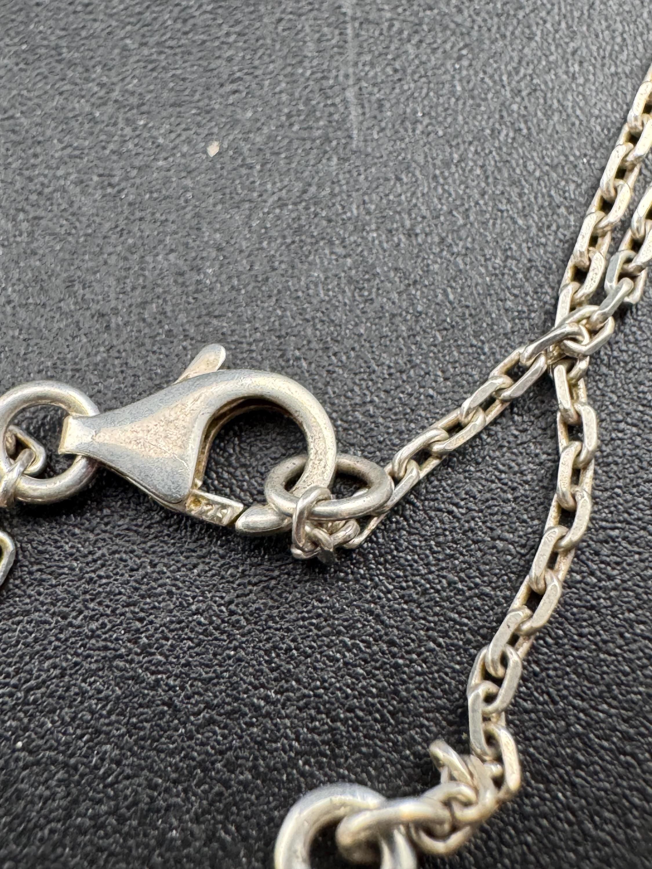 retro 925 Sterling silver CZ diamanté double heart pendant necklace on a 41 cm chain