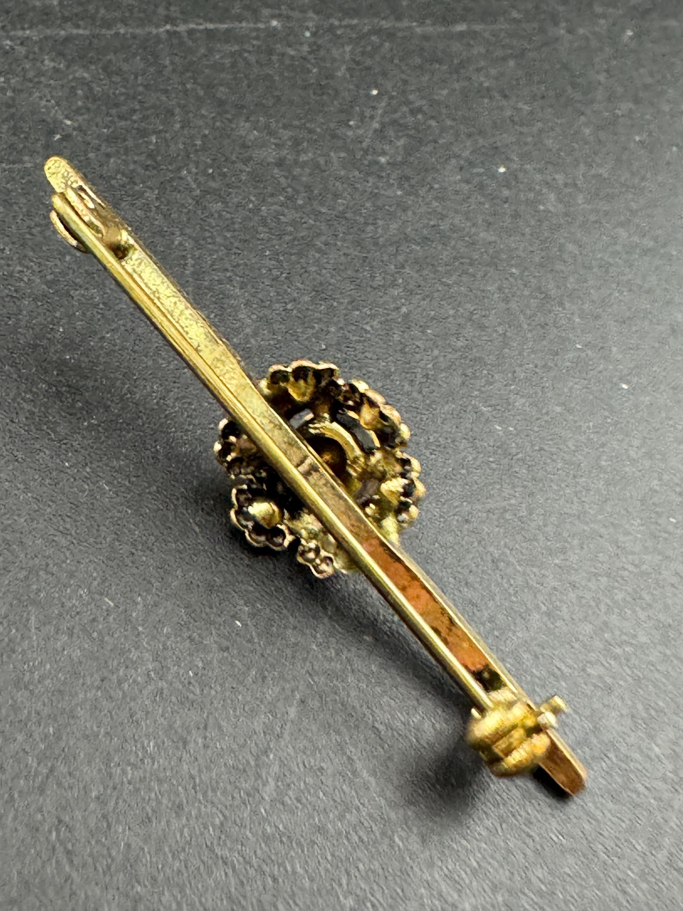 Antique Ruby red paste rhinestone bar Brooch Victorian