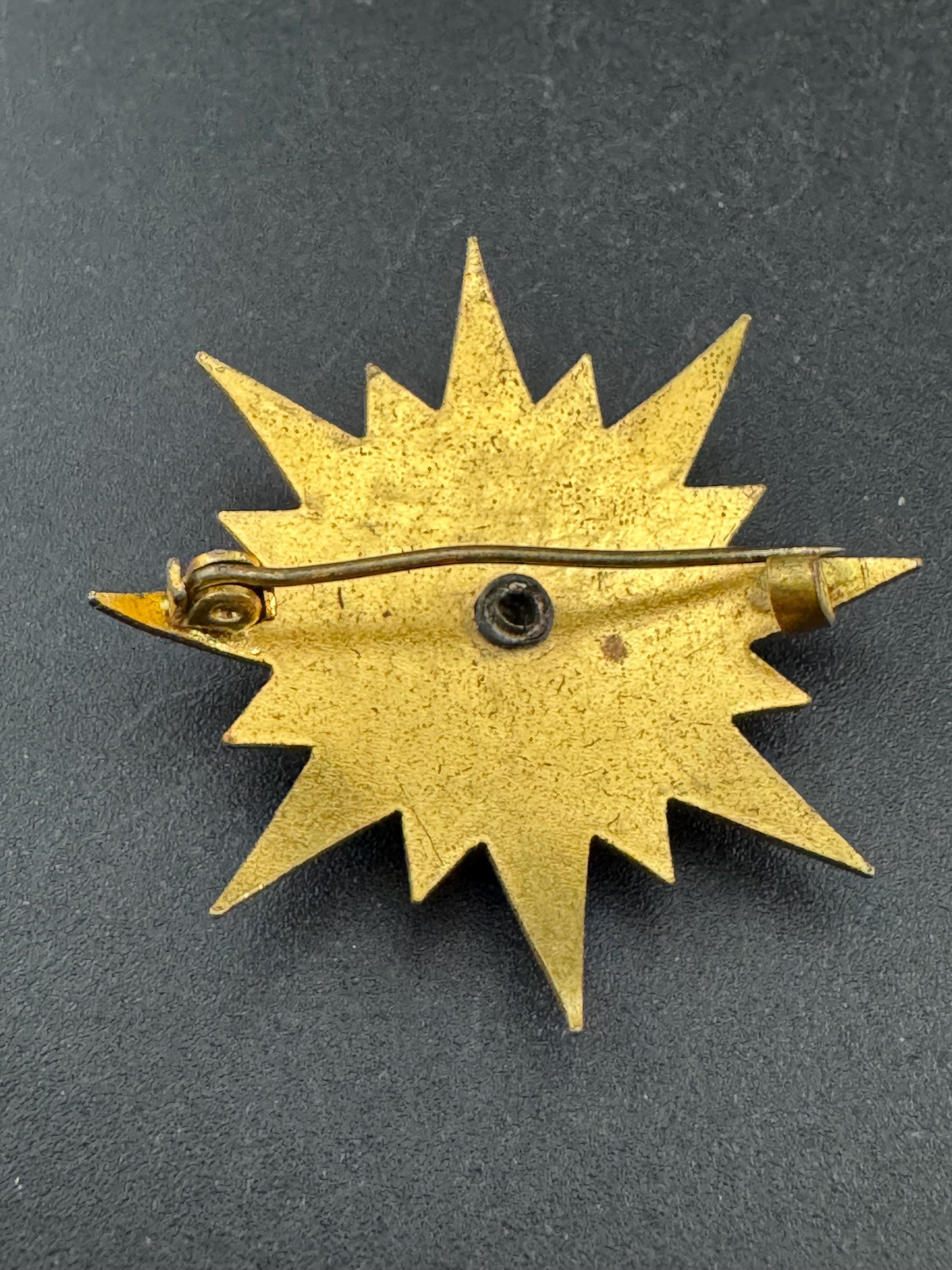 Antique gold plated Victorian diamanté star brooch 3.5cm