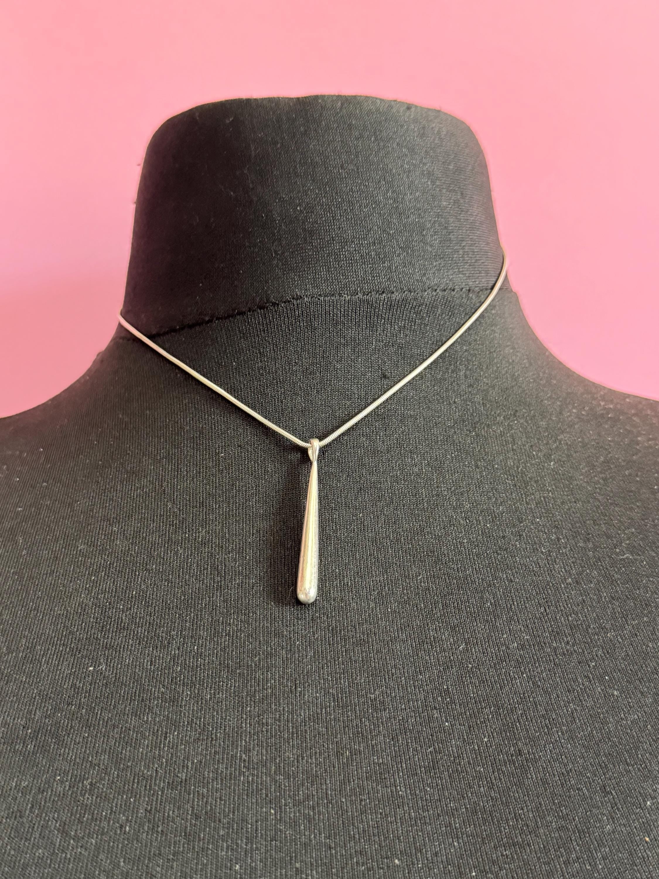 Plain 925 Sterling silver vintage snake chain long drop necklace 42cm 7.4grams
