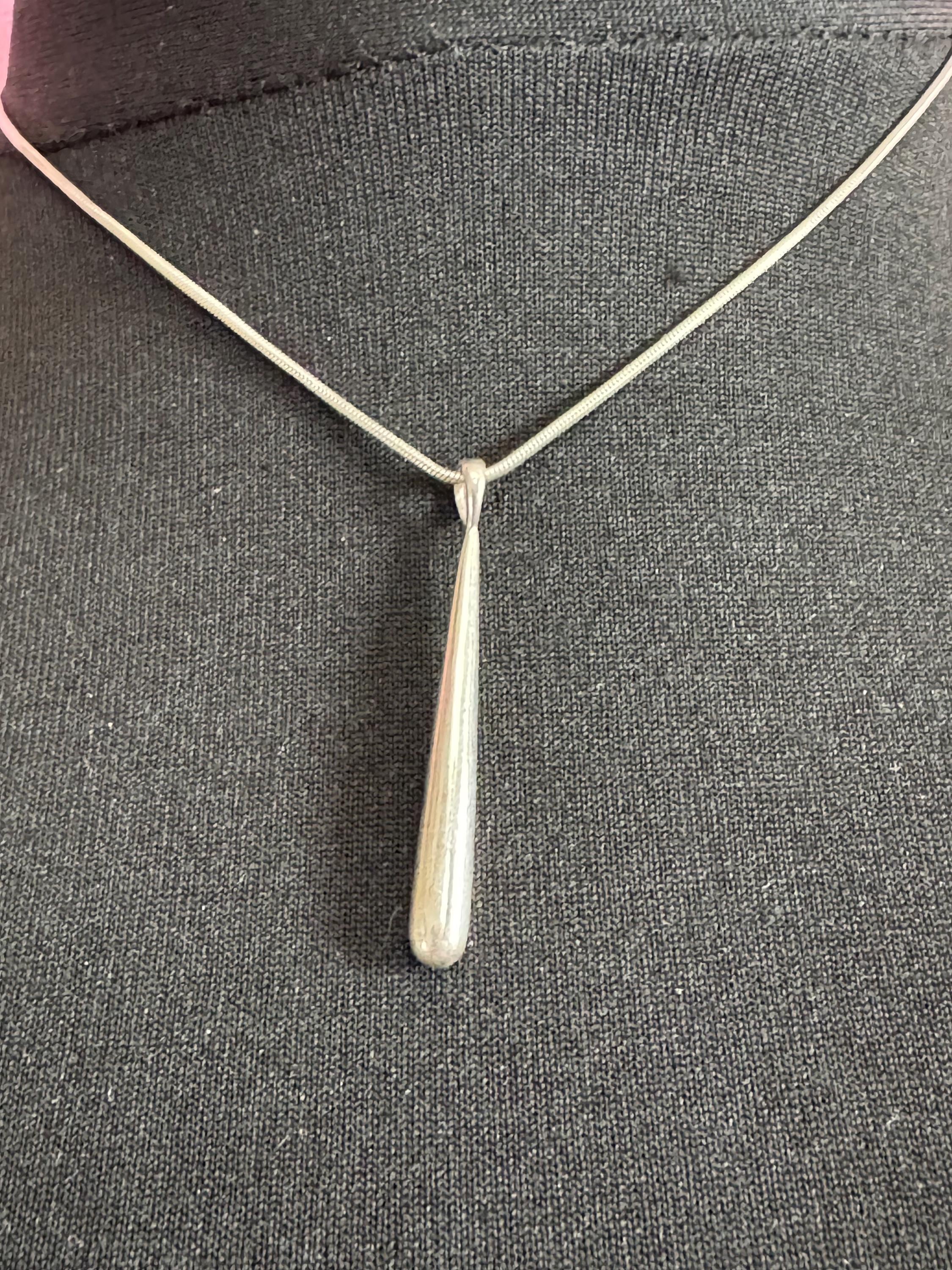 Plain 925 Sterling silver vintage snake chain long drop necklace 42cm 7.4grams
