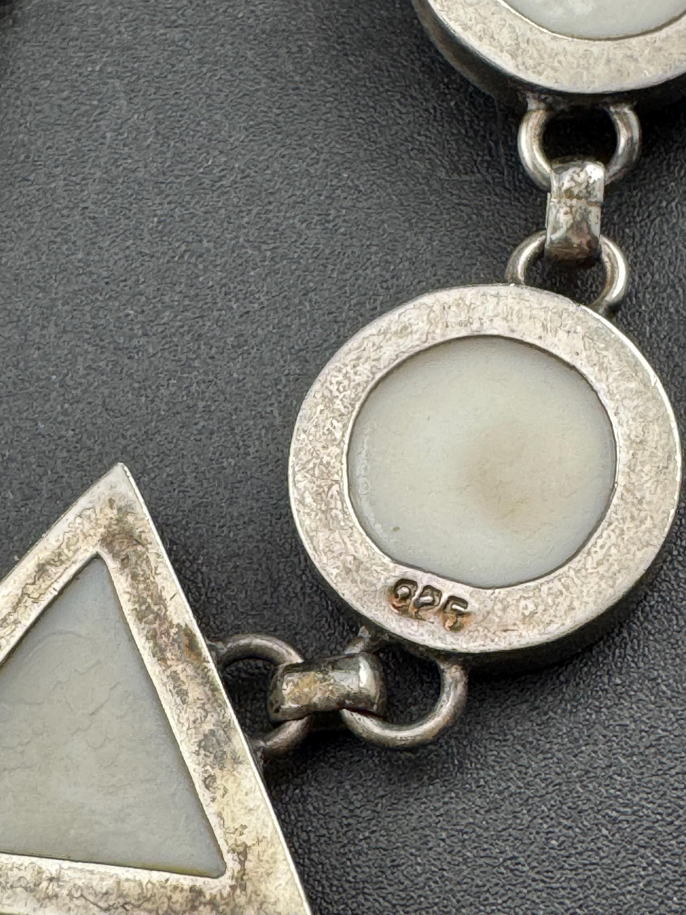 Fabulous 925 Sterling silver natural brown cream seashell bezel drop necklace, 51cm 52.7 grams