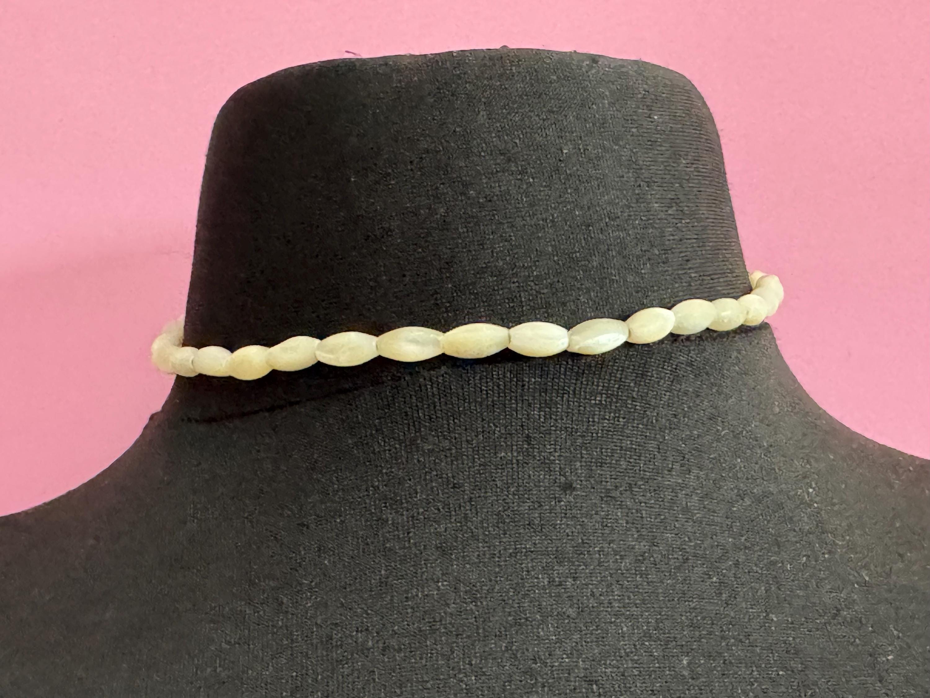 Vintage mother of pearl MOP Natural shell small beaded necklace 40cm