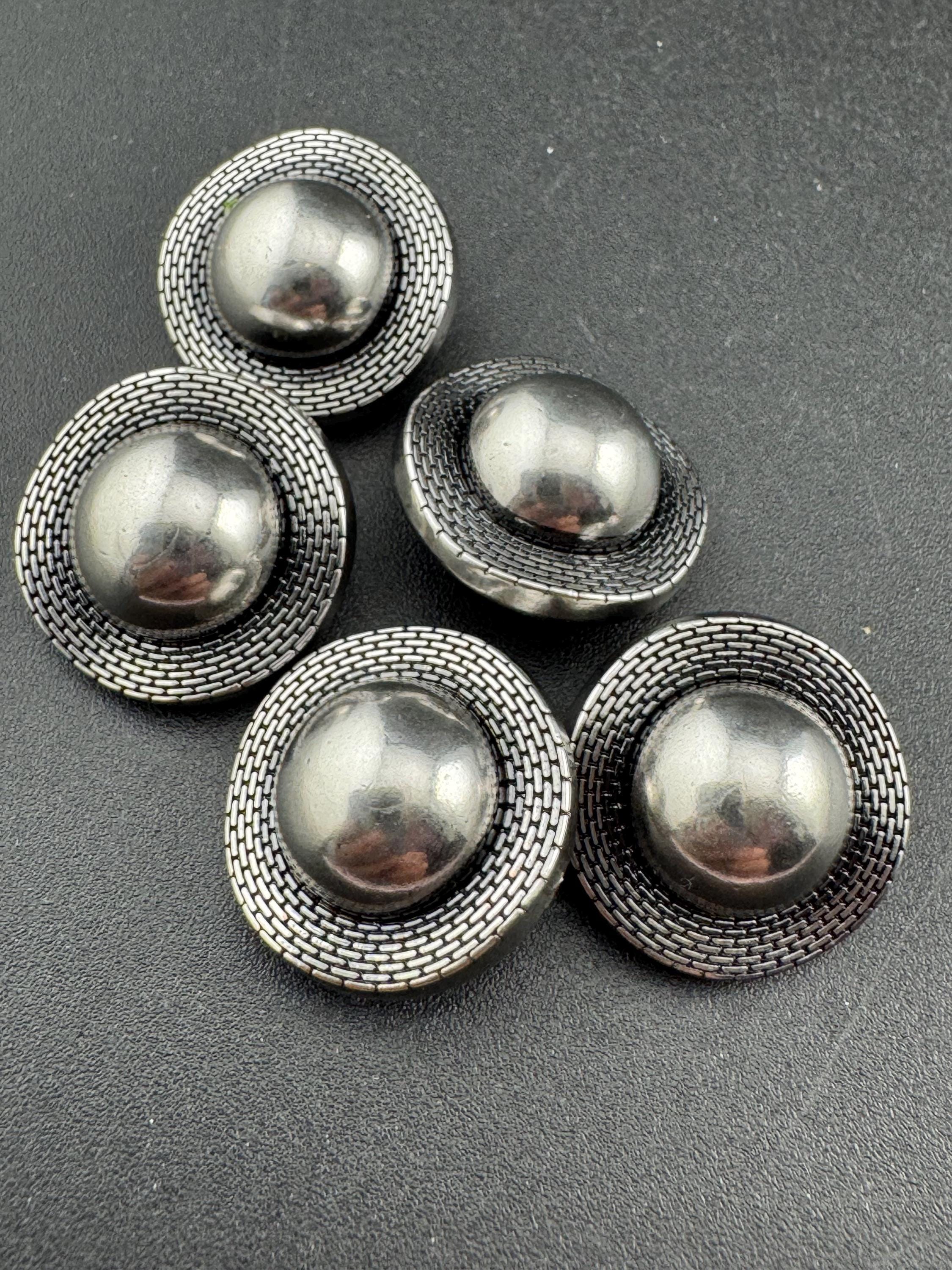 Pack 5 20mm dark grey silver tone irregular domed buttons ideal blazer cardigan