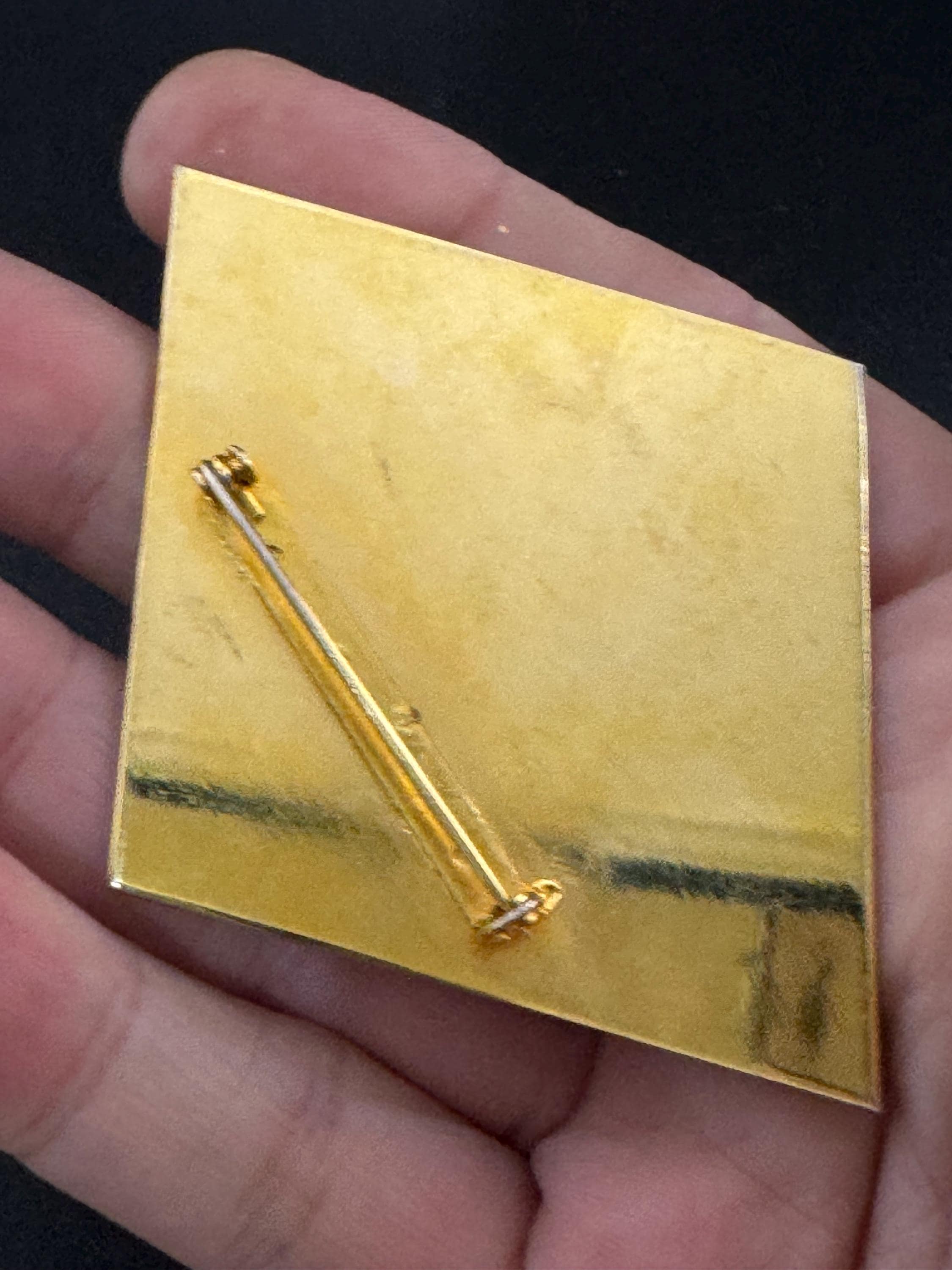 signed Guy Laroche coloured enamel brooch, large 7cm, vintage