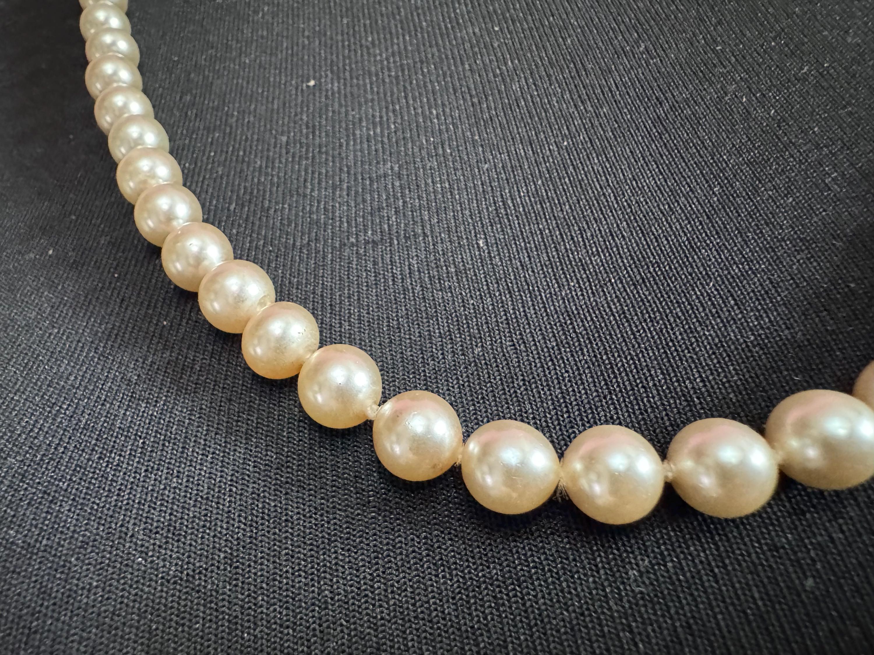 Faux glass Pearl long Necklace Single Strand Cream silver tone diamant clasp Knotted 72cm