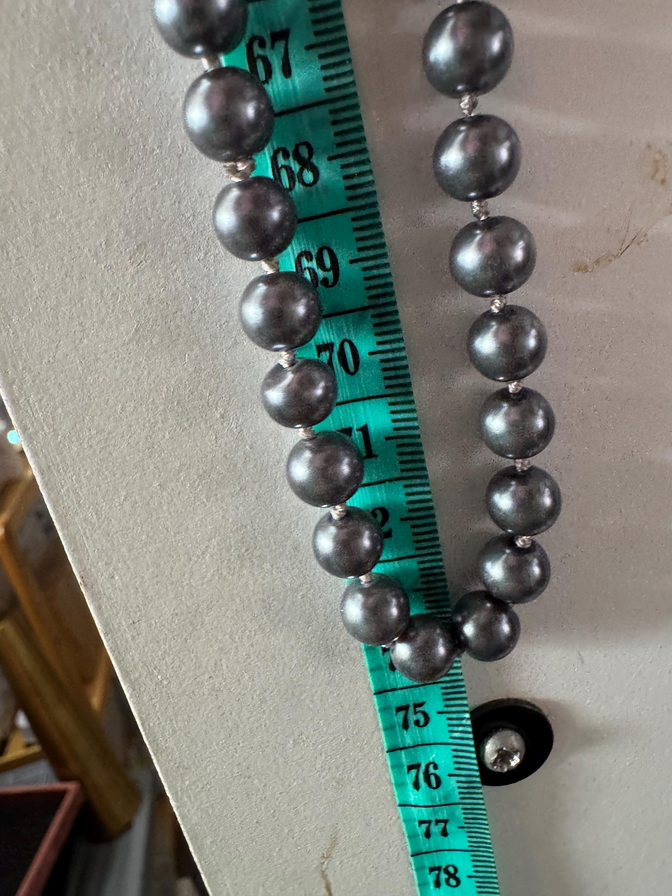 Vintage Dark Grey Freshwater Pearl Flapper Necklace: Knotted Long Wrap, 150cm