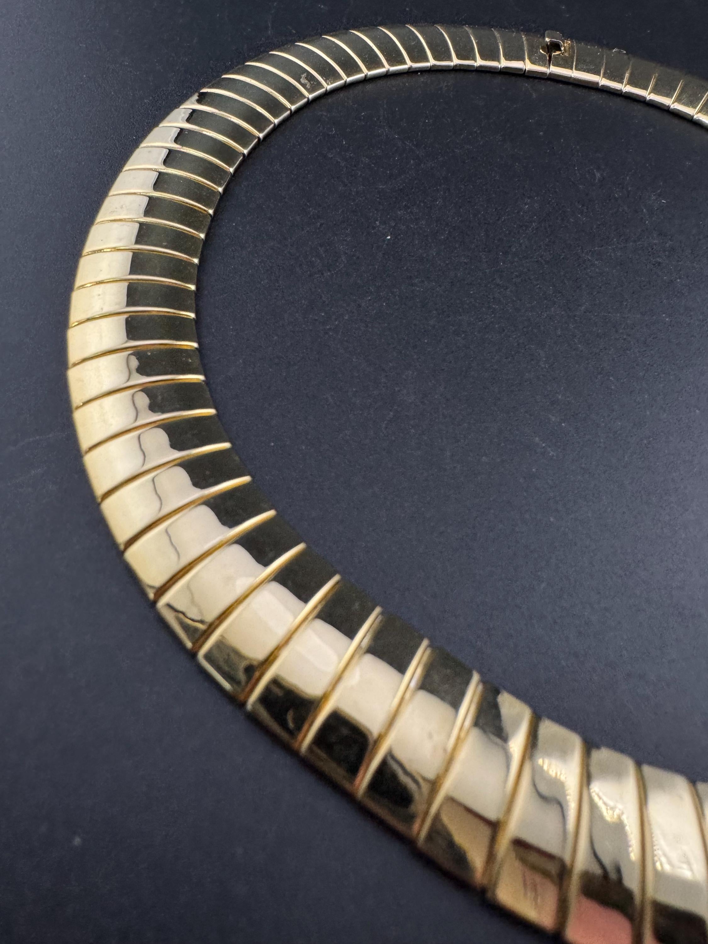 Vintage Egyptian Revival Cleopatra Necklace omega style Wide Link Runway Statement Choker