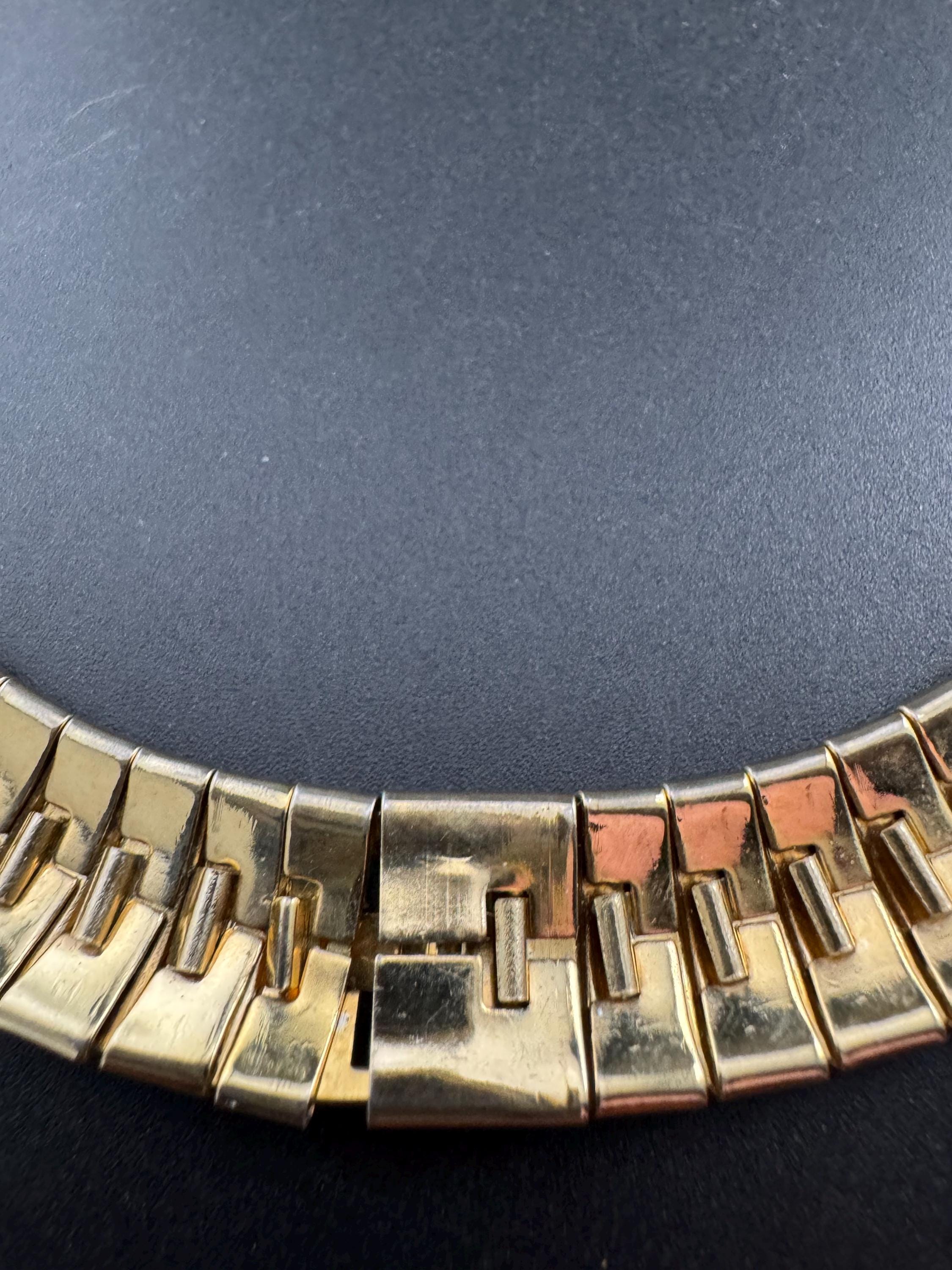 Vintage Egyptian Revival Cleopatra Necklace omega style Wide Link Runway Statement Choker