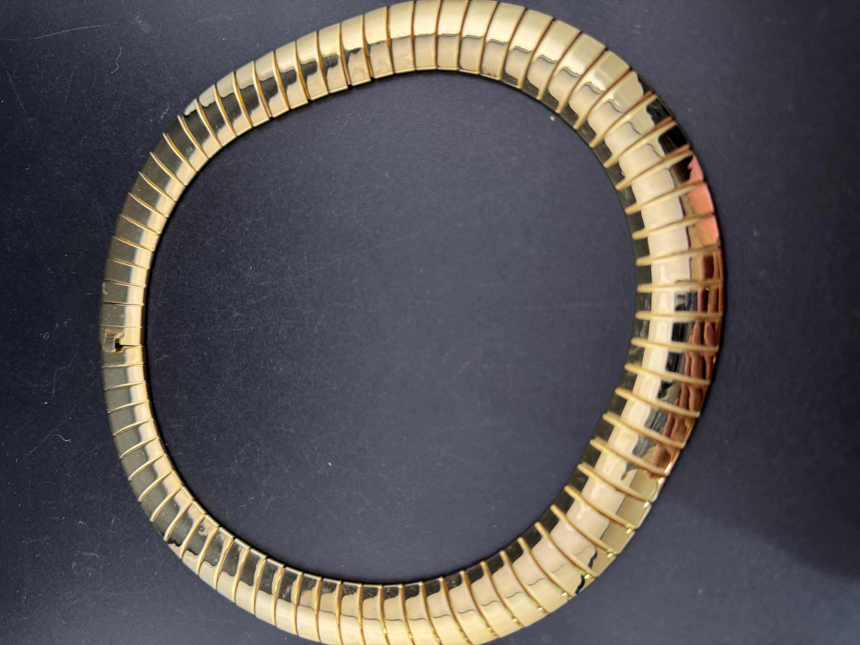 Vintage Egyptian Revival Cleopatra Necklace omega style Wide Link Runway Statement Choker