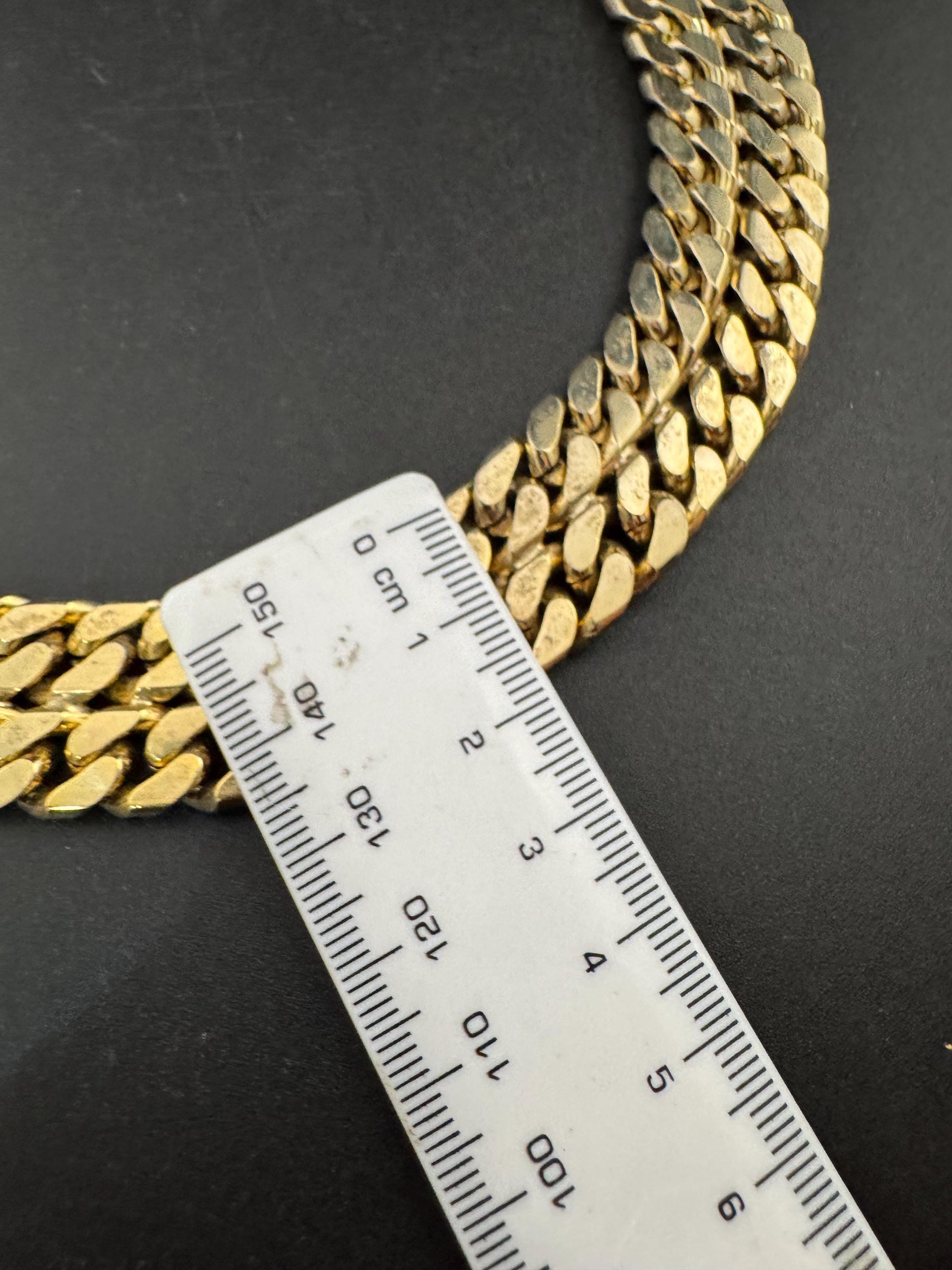 Retro petite fit 40cm weighty 1980s gold tone wide panther flat curb link choker necklace