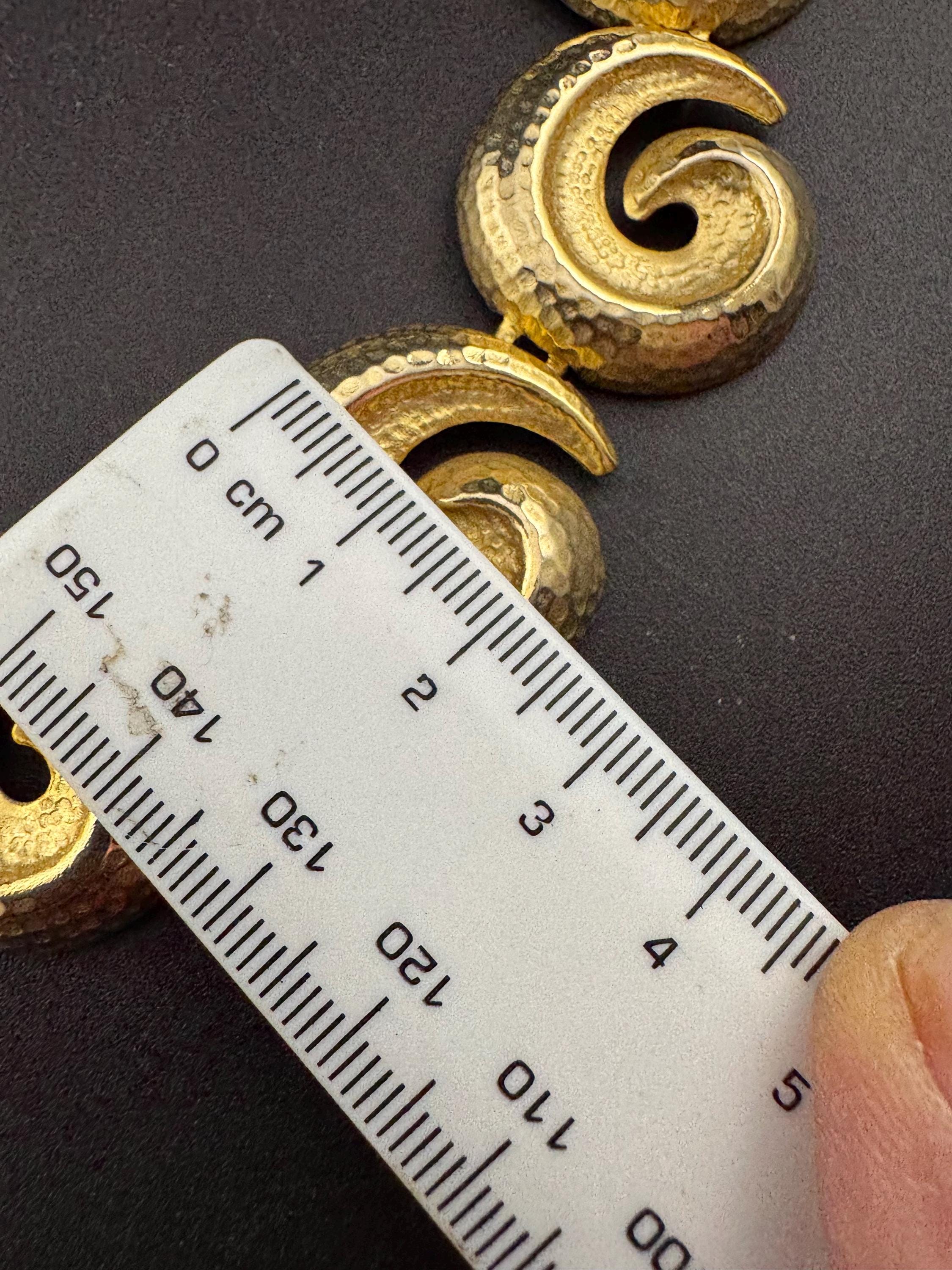 vintage modernist gold plated panel link swirl design wide choker necklace 47cm