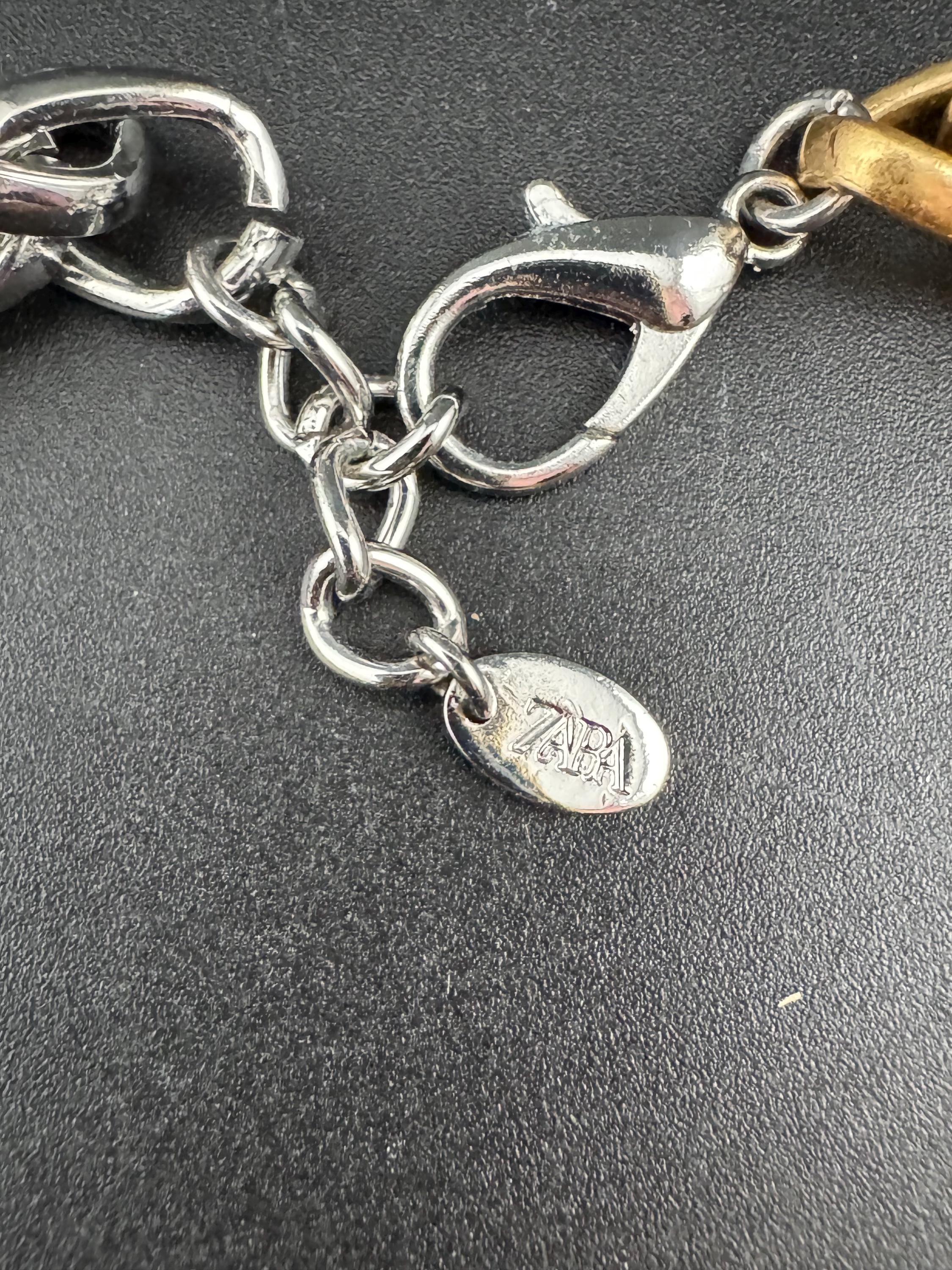 Retro y2k silver & gold tone chunky short wheat chain link 47cm length necklace
