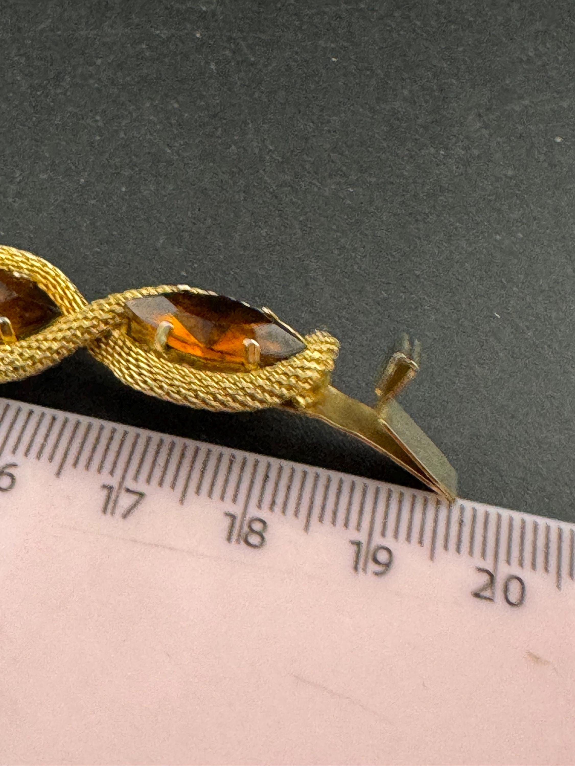 Vintage brown cognac paste Glass Gold Tone mesh cocktail bracelet